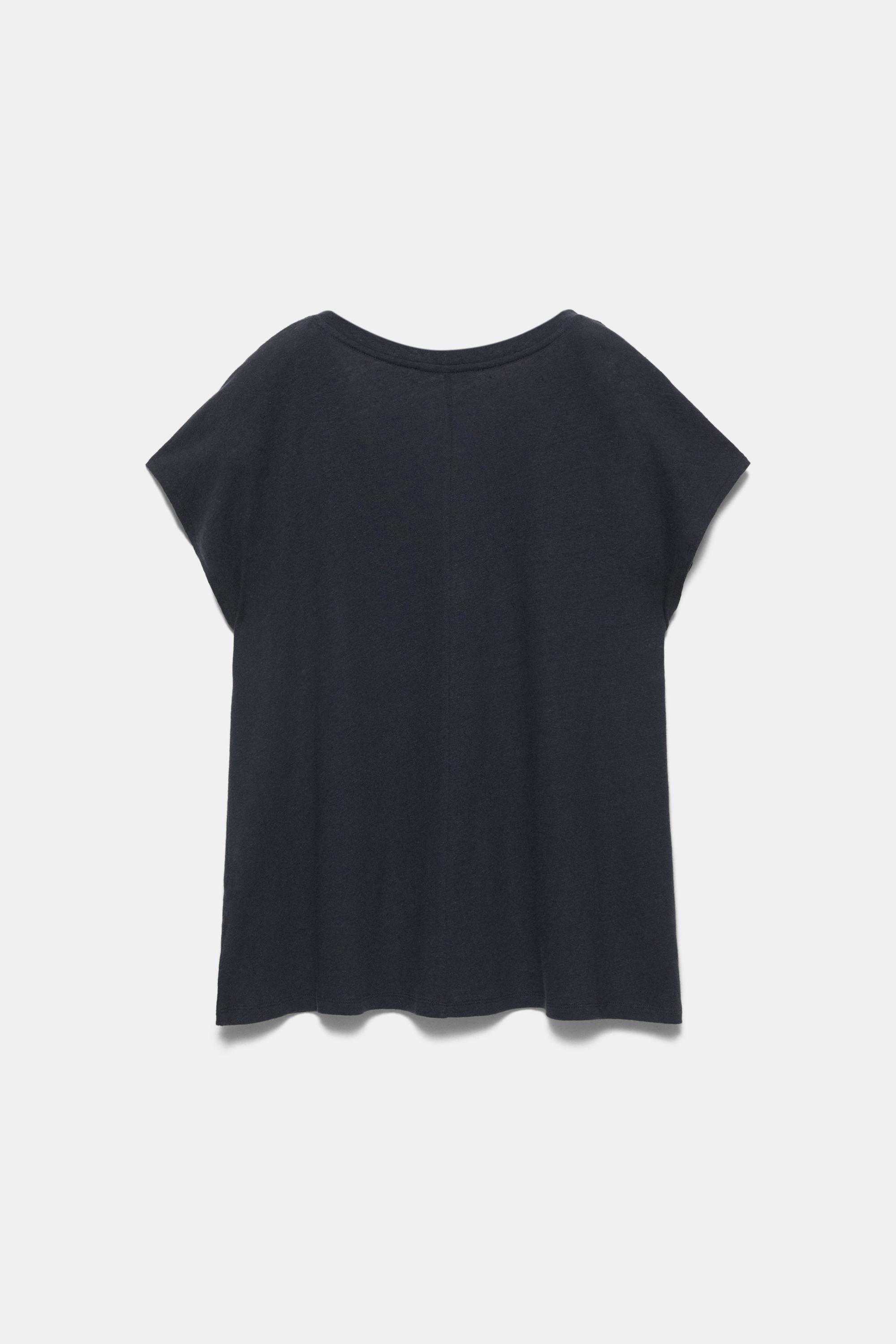 V yaka keten t-shirt