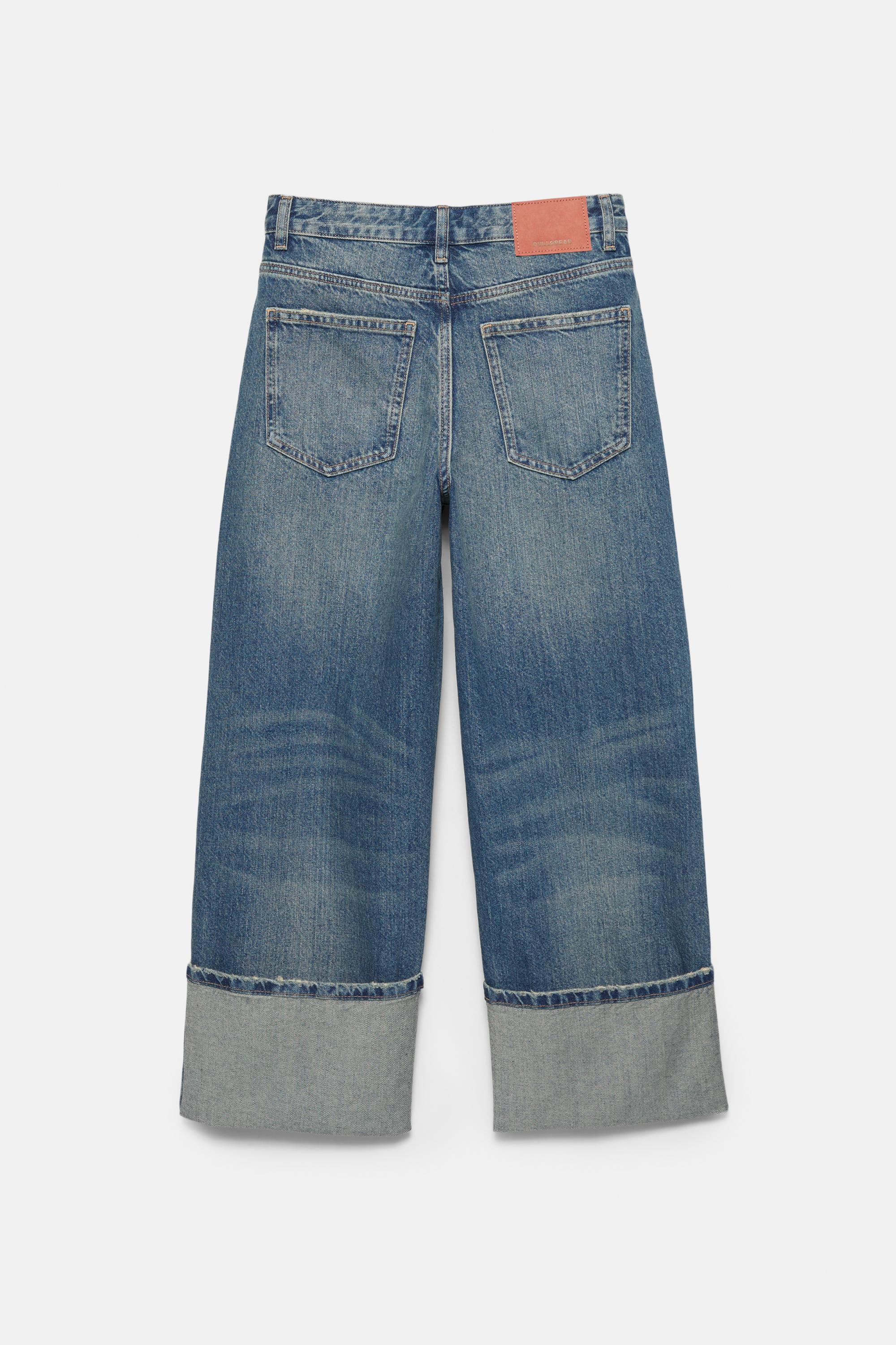 Loose straight-leg jeans with turn-up hems — Dark blue