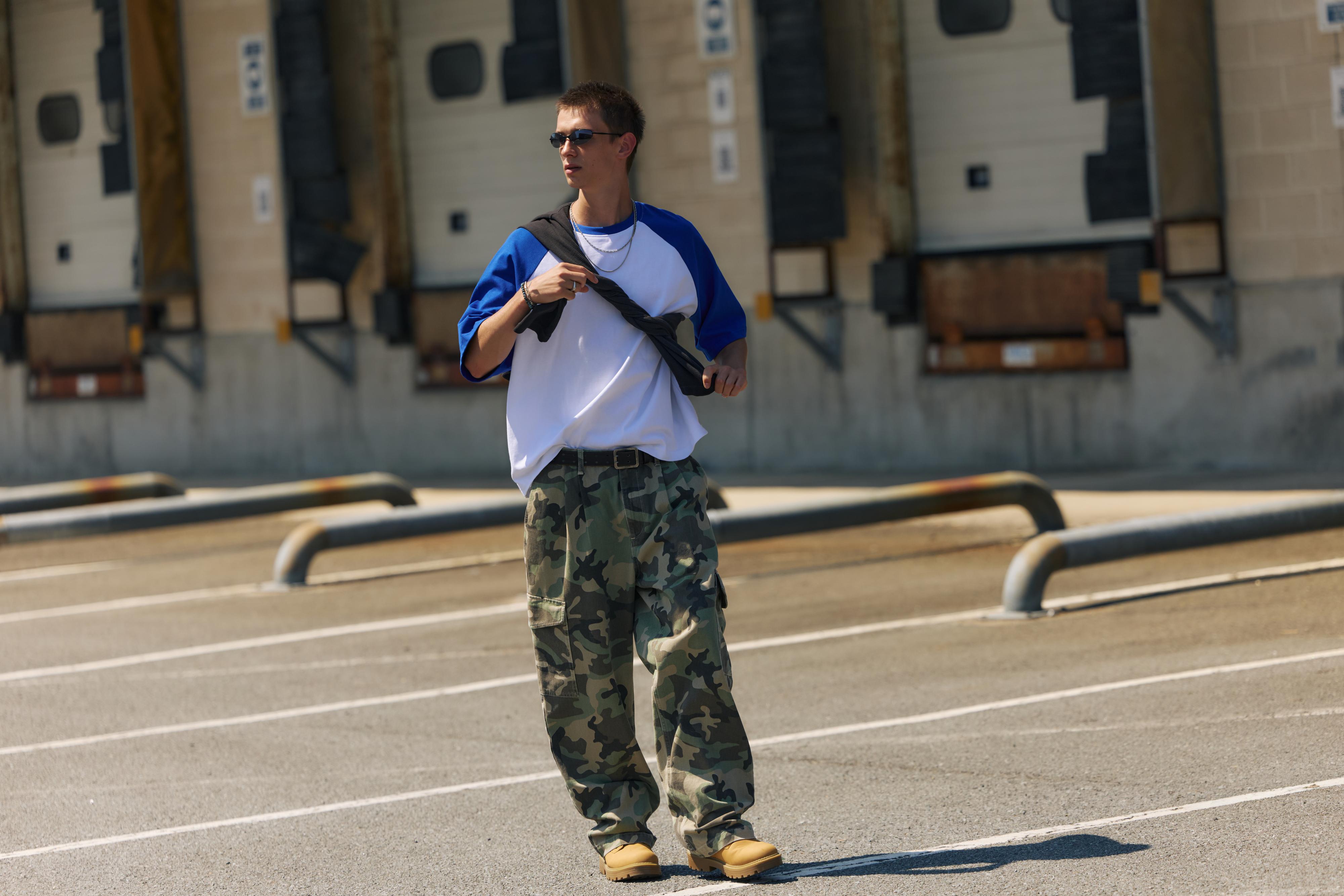 Printed cargo trousers — Khaki (alternate view)