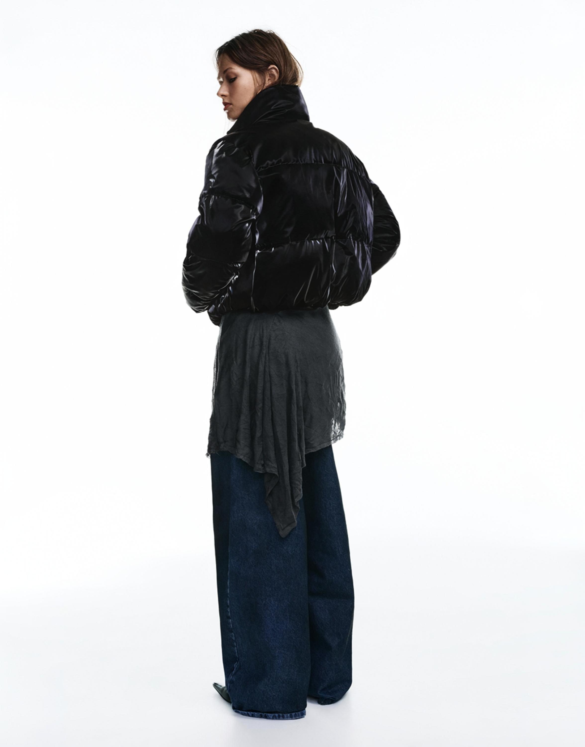 Puffer jacket with a shimmery finish — Black