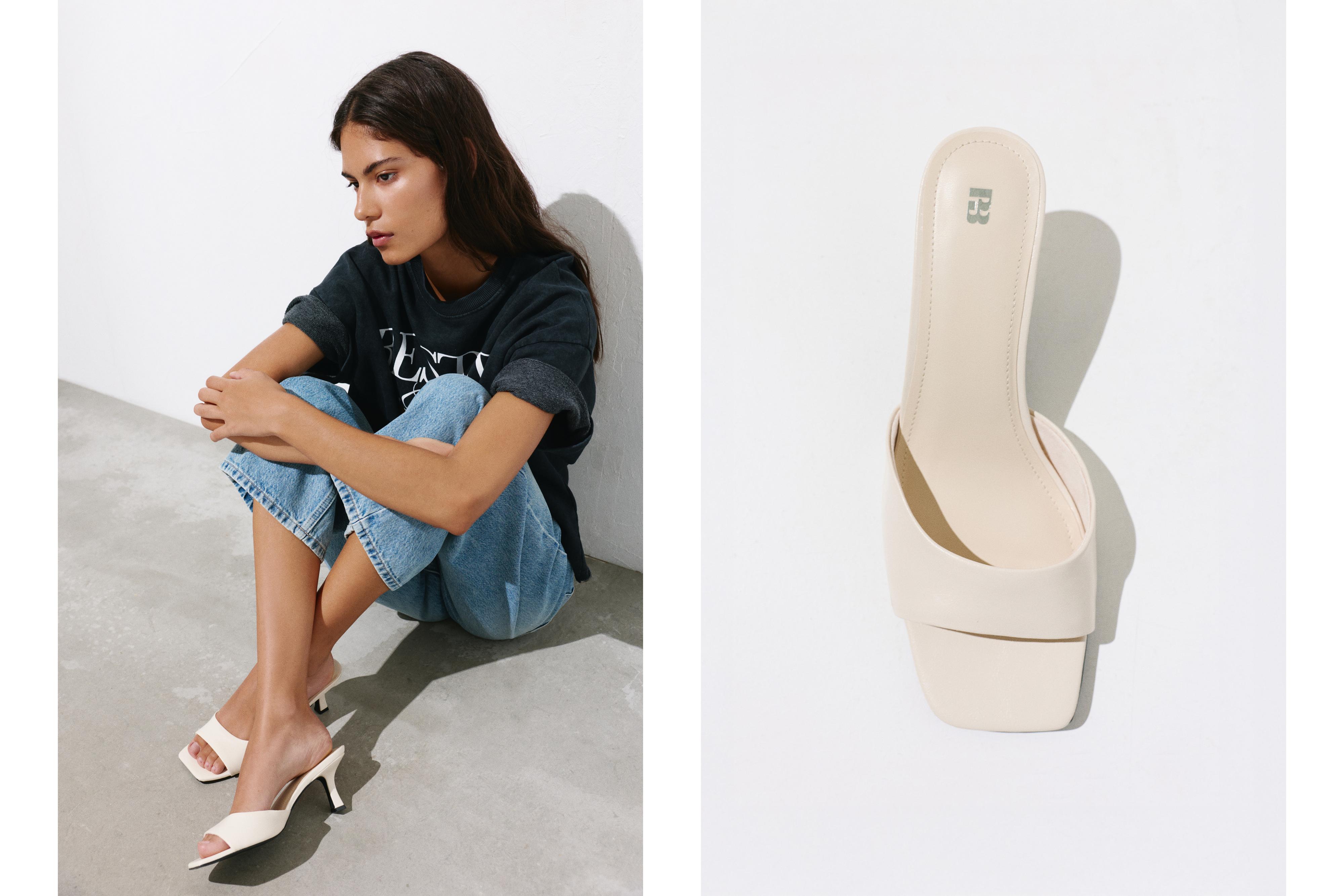 Heeled mule sandals — White