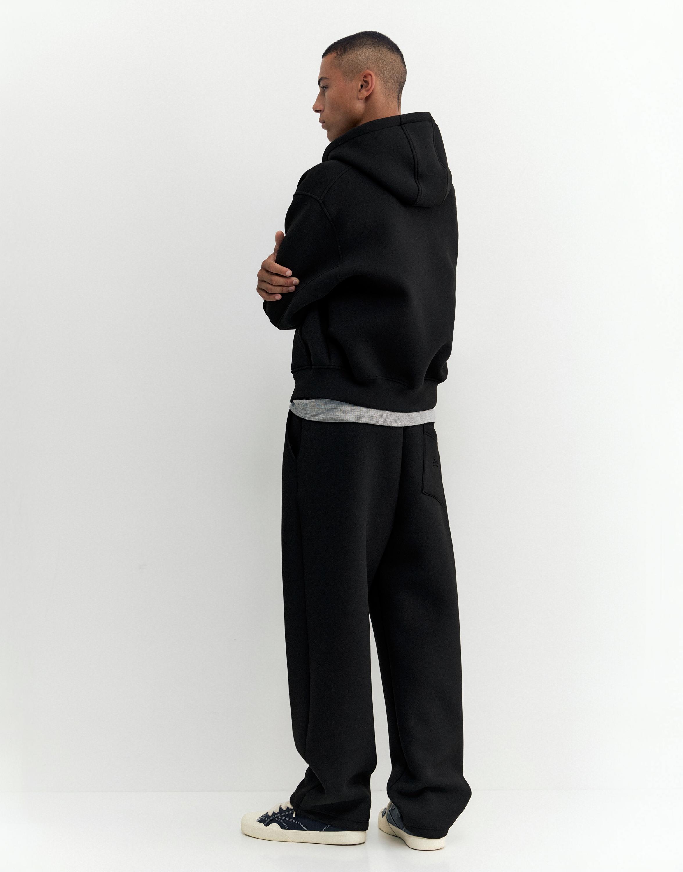 Neoprene-effect baggy trousers — Black