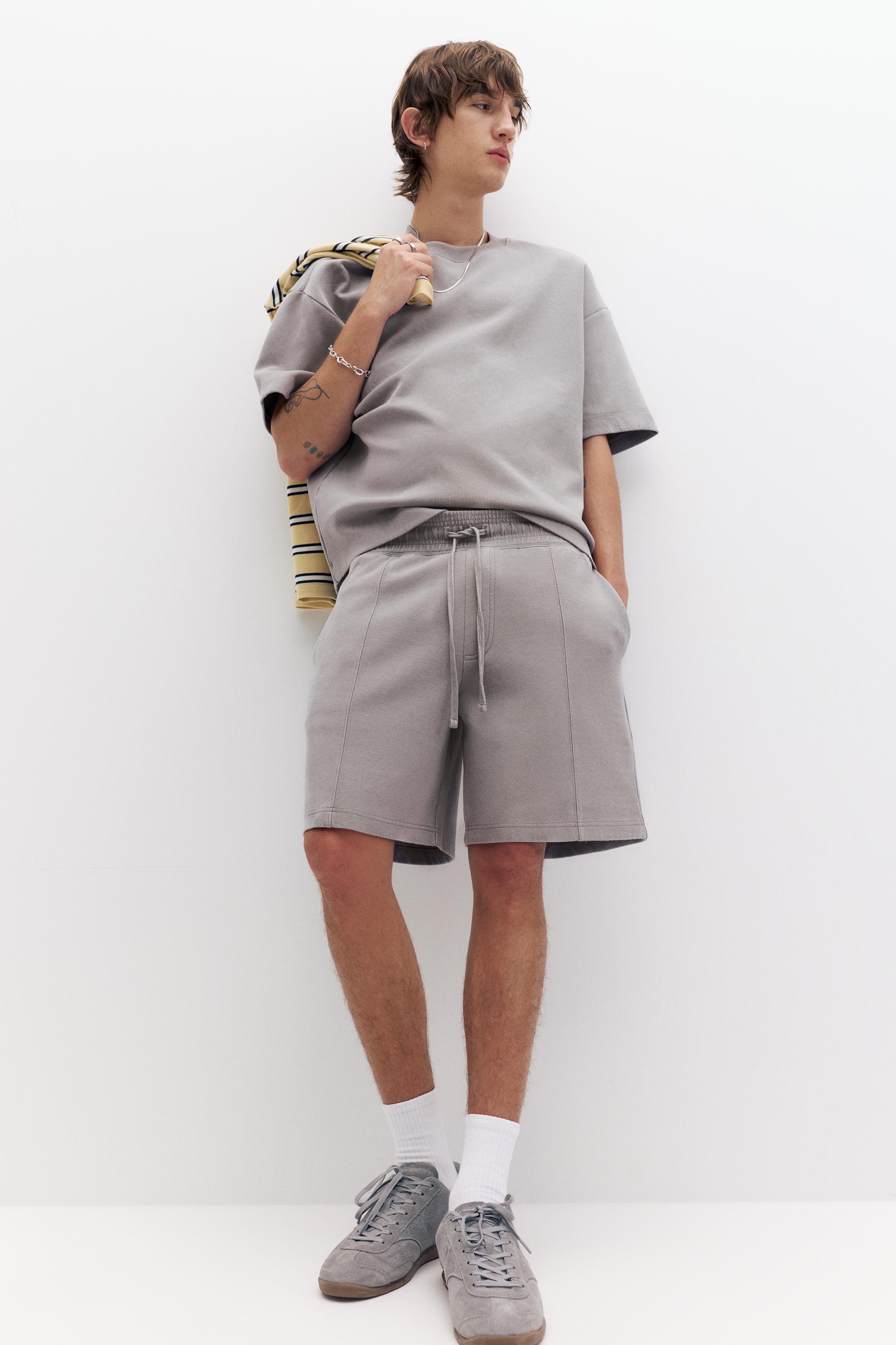Interlock jogger Bermuda shorts — Grey marl