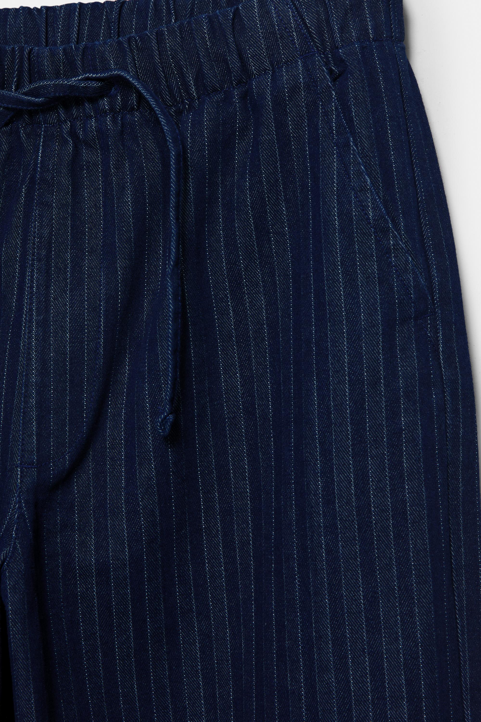 Striped denim jogger trousers — Navy