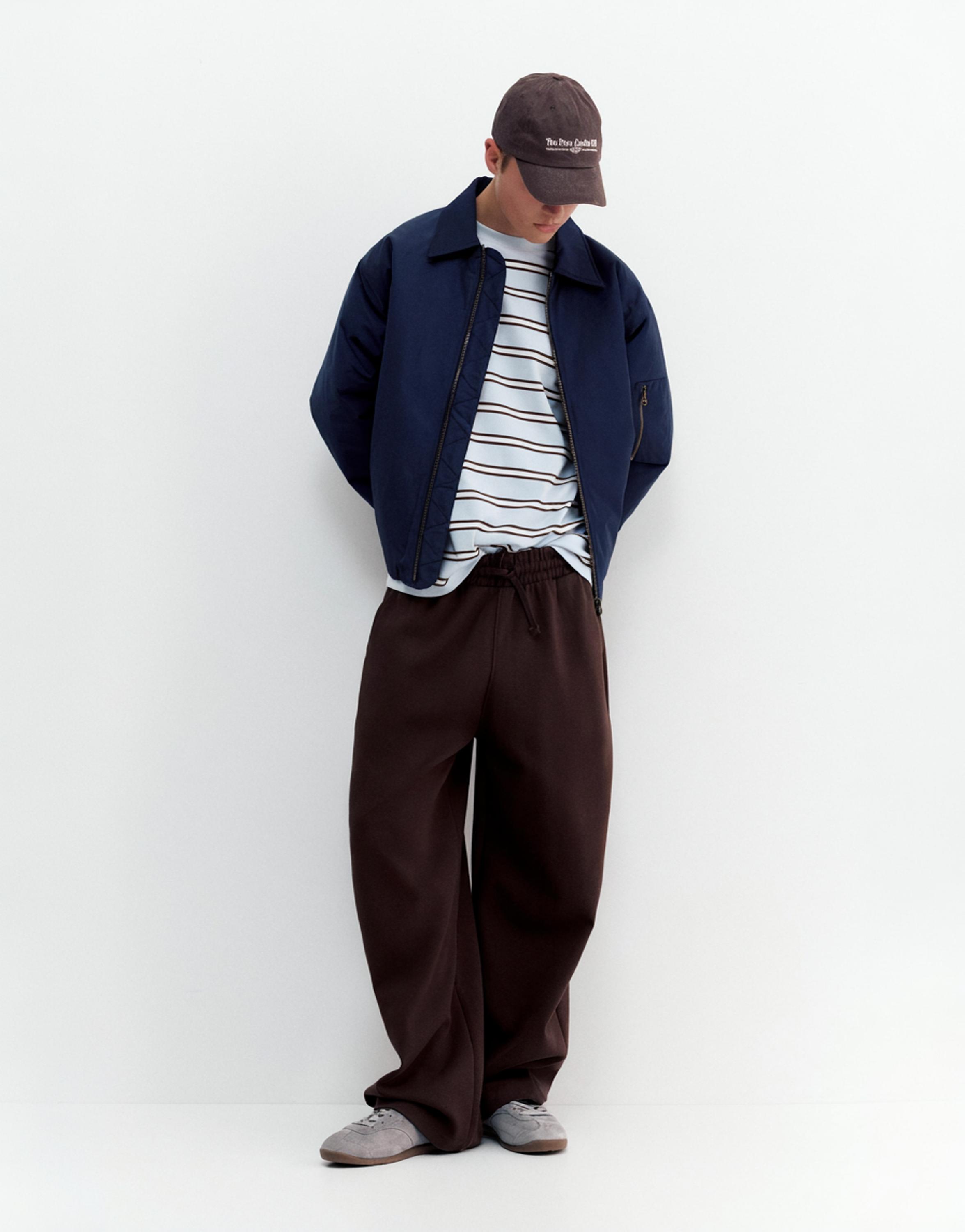 Bomber jacket with shirt collar — Dark navy