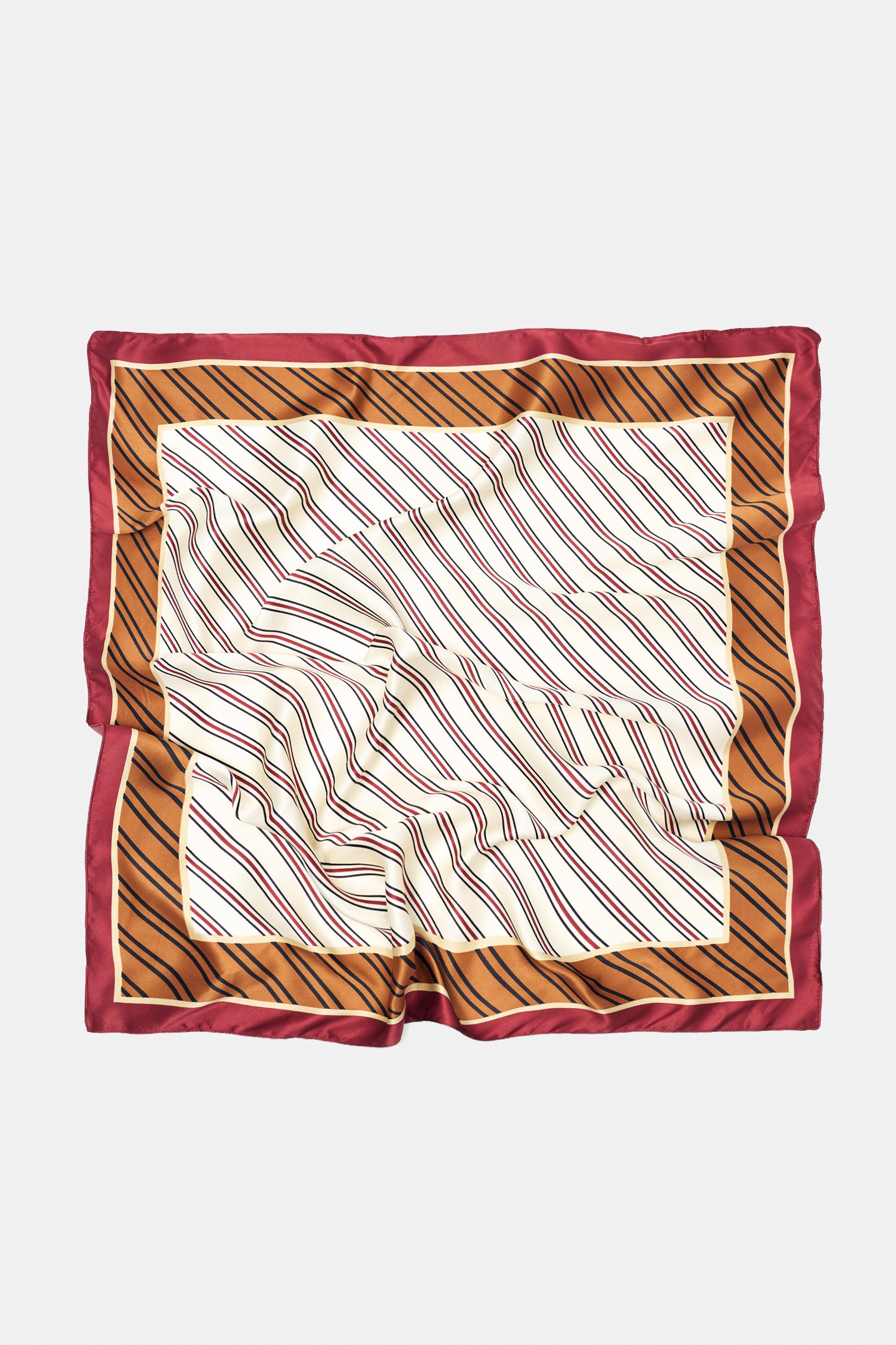 Striped satin scarf — Orange
