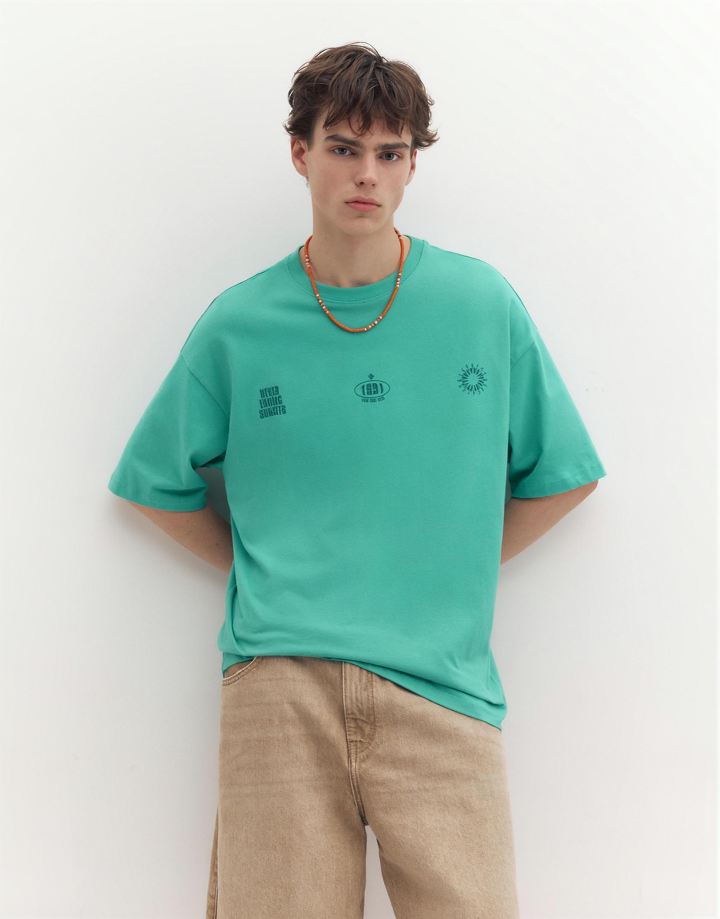 STWD sun graphic T-shirt — Turquoise
