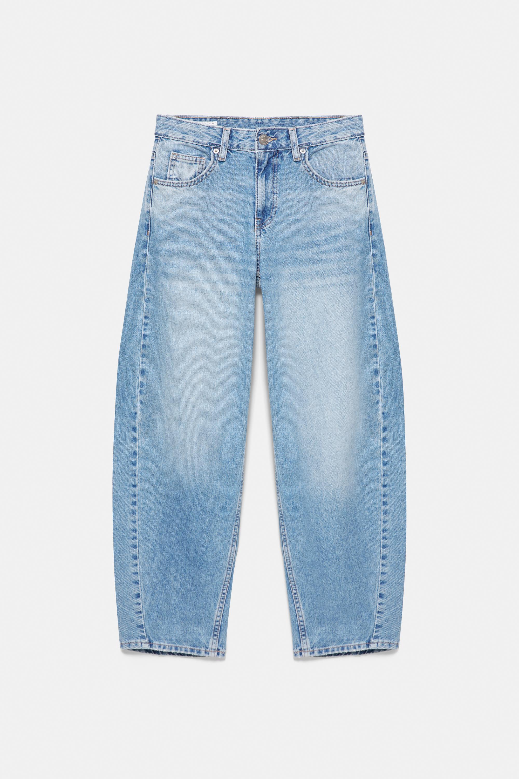 Low-rise barrel jeans — Medium blue