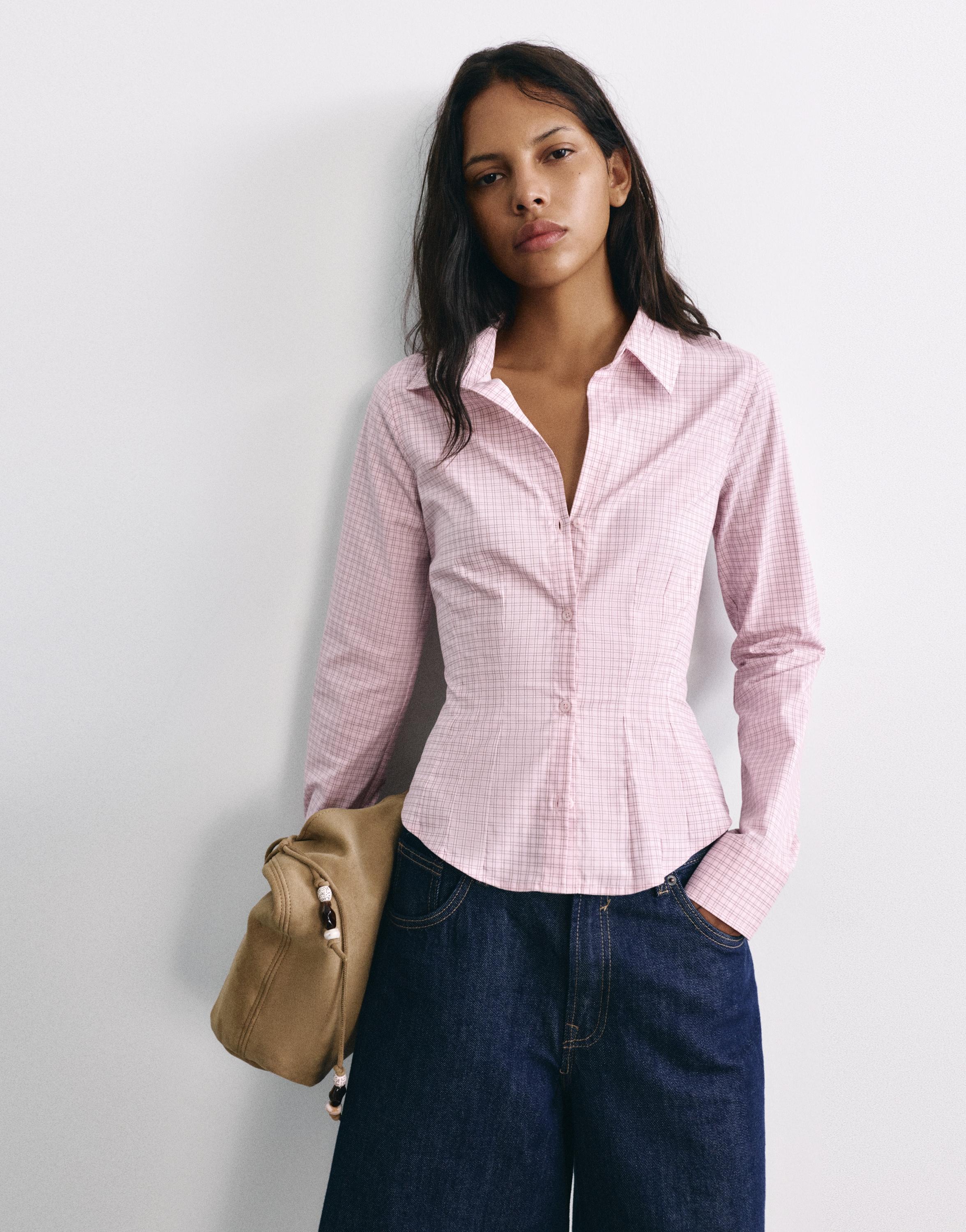 Fitted wide-cuff shirt — Pink