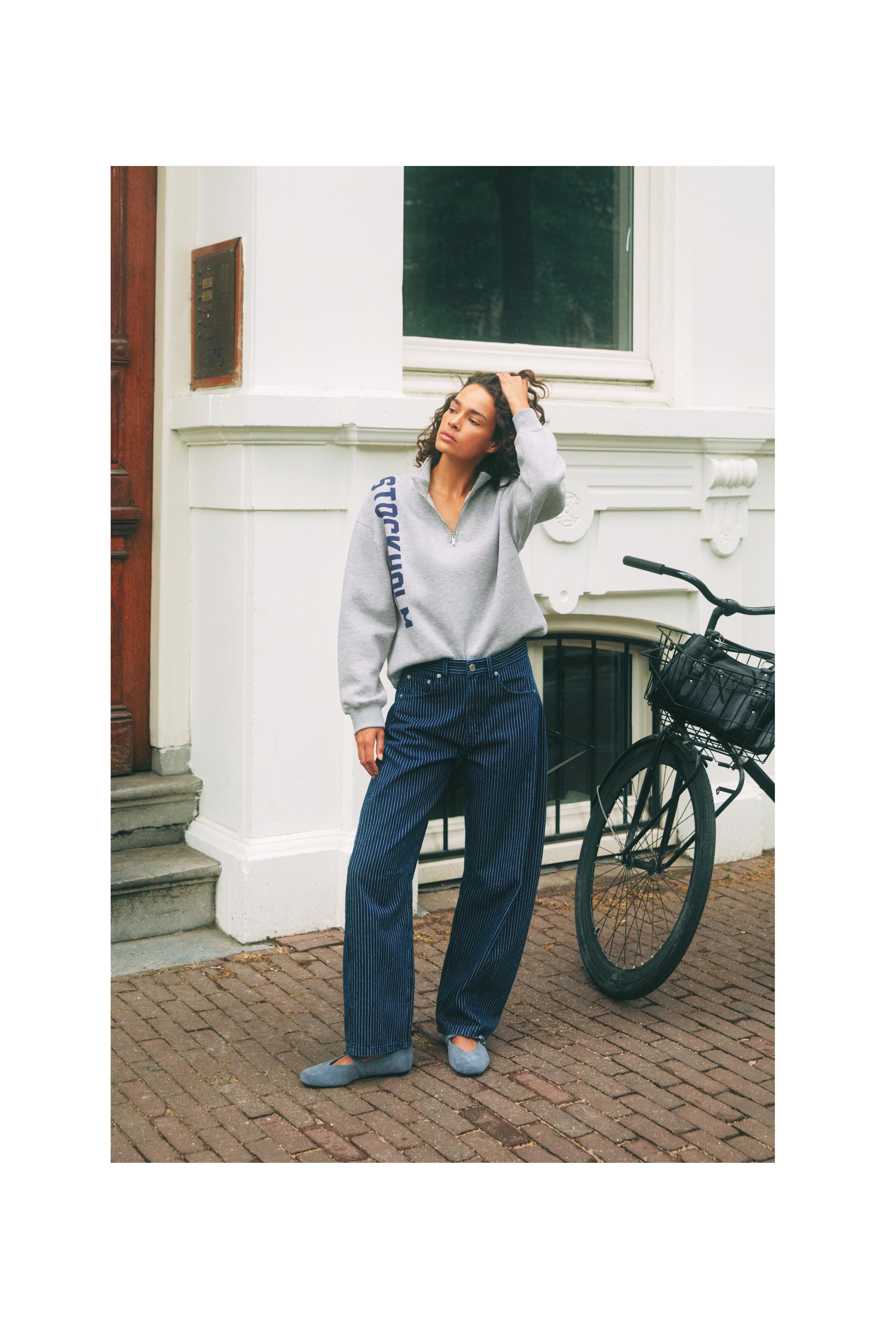 Stockholm quarter-zip sweatshirt — Grey marl