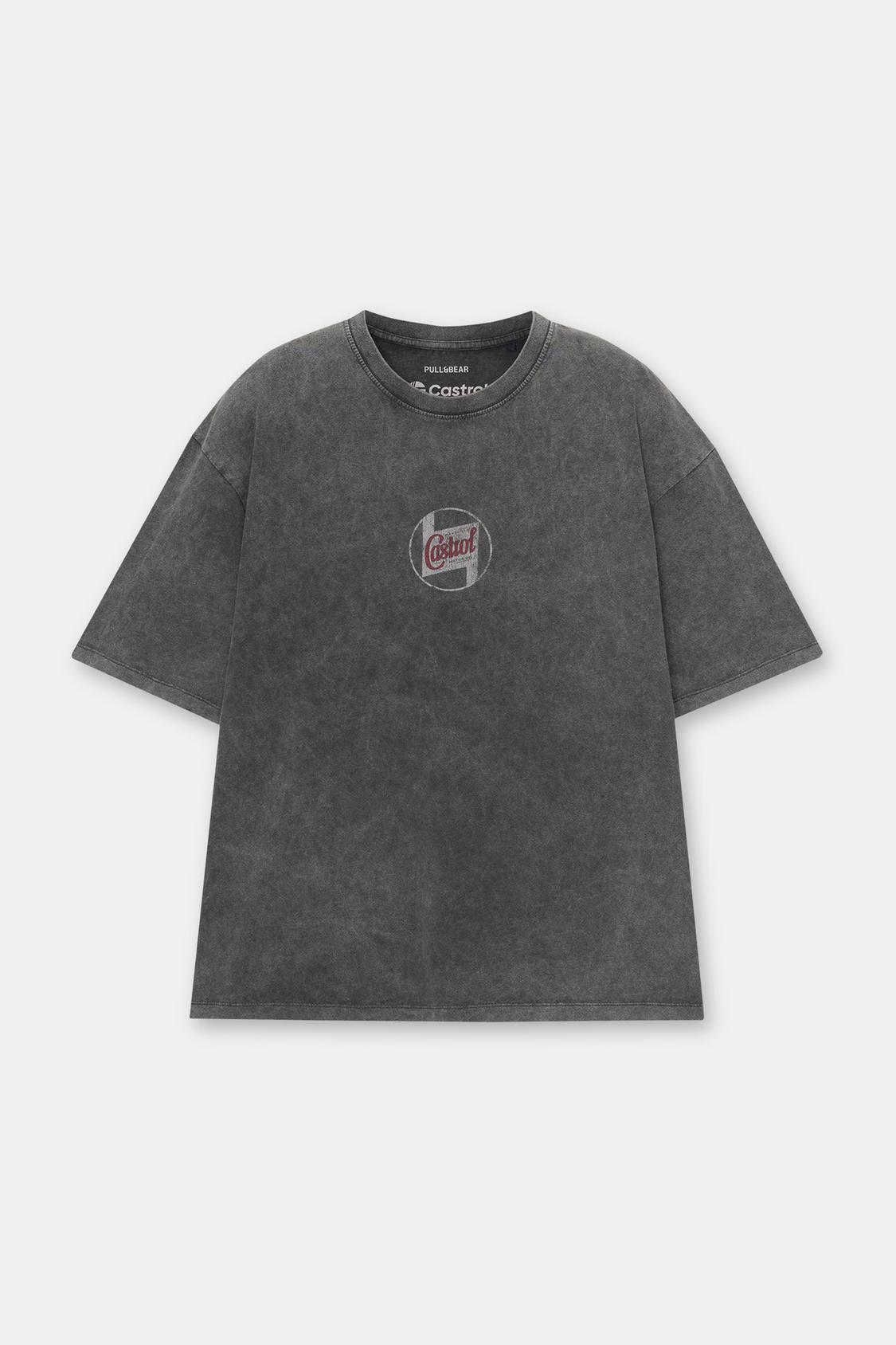 Black washed graphic T-shirt - PULL&BEAR
