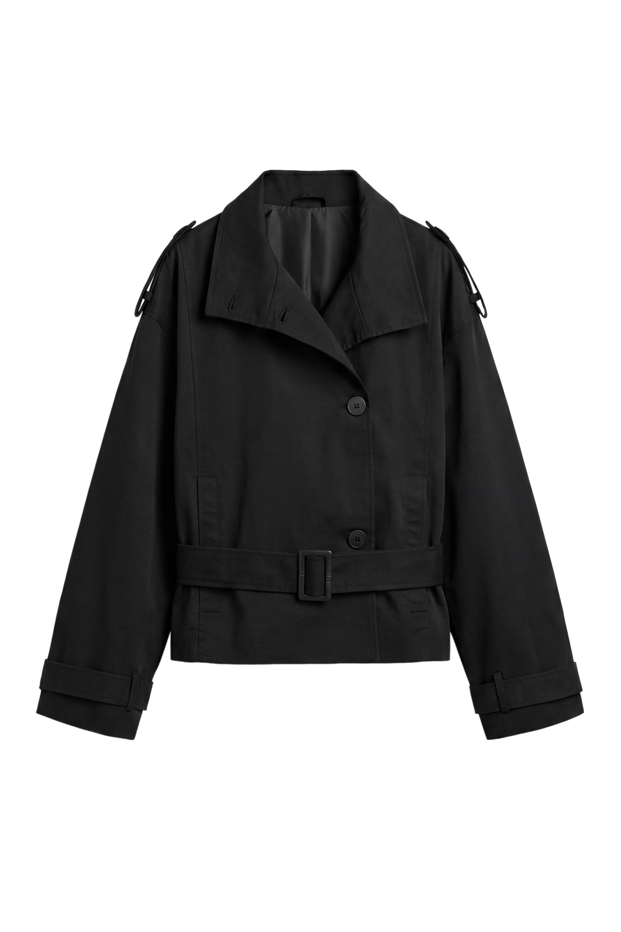 Pull&Bear Kuşaklı kısa trençkot