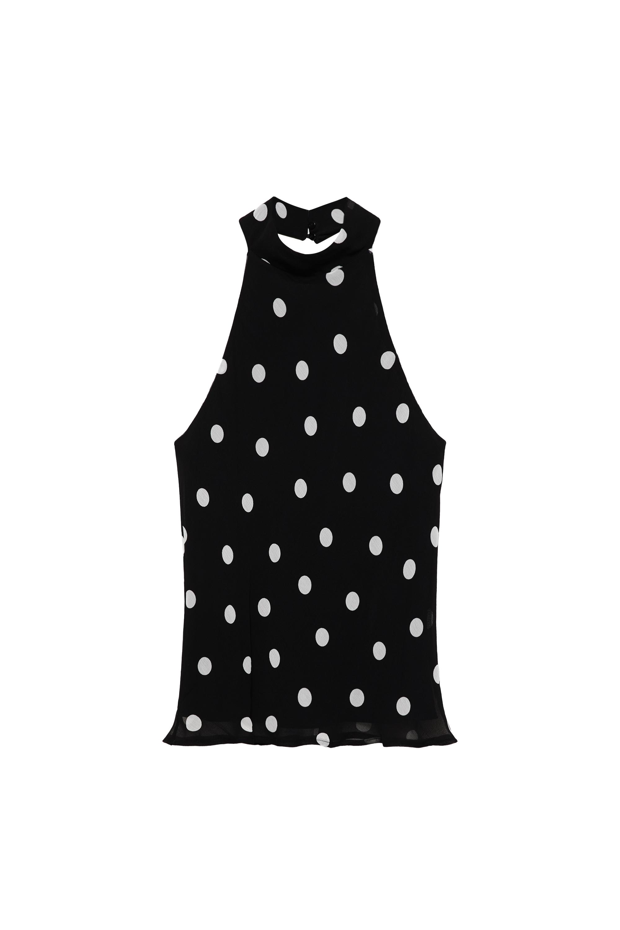 Puantiye desenli halter top - Görsel 5