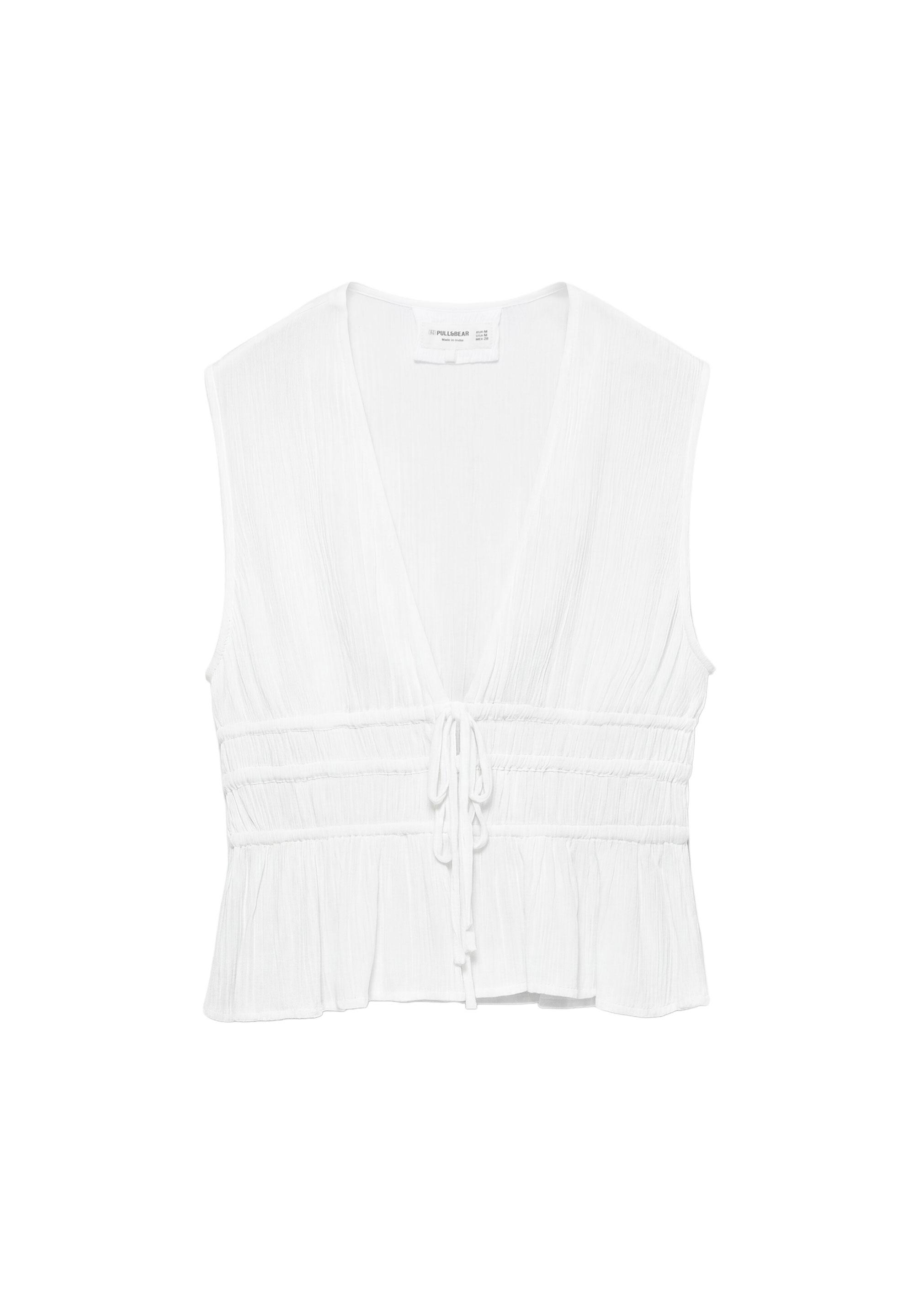 Crepe top with ties — White