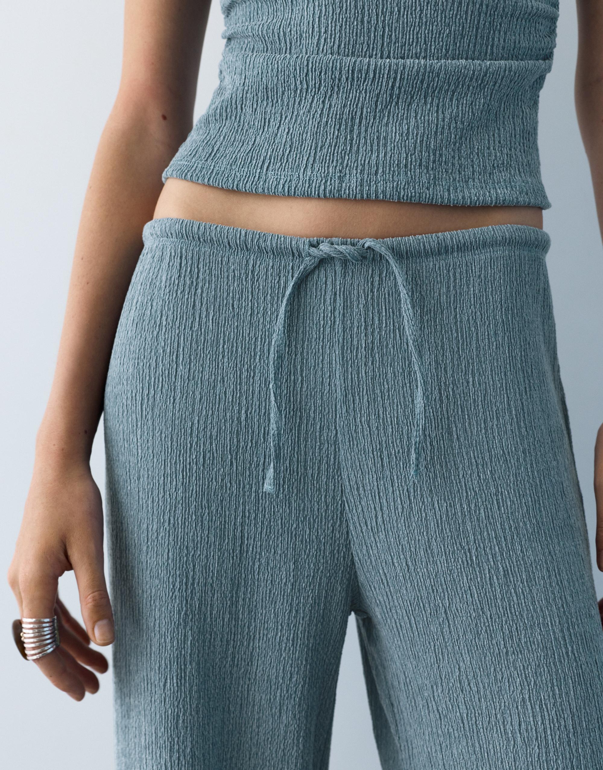 Bambula geniş paça pantolon - Görsel 10