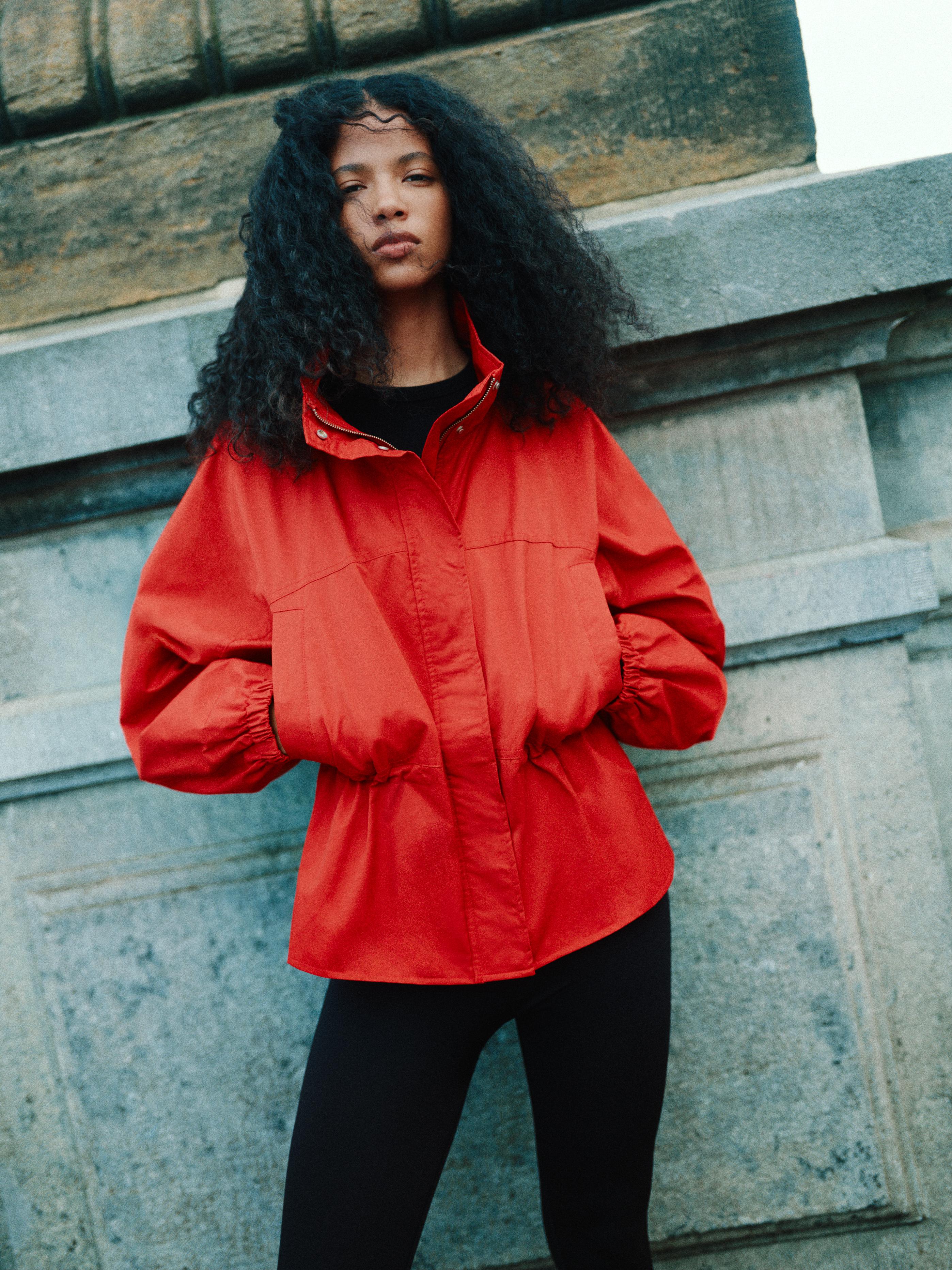 Drawstring waist jacket — Red