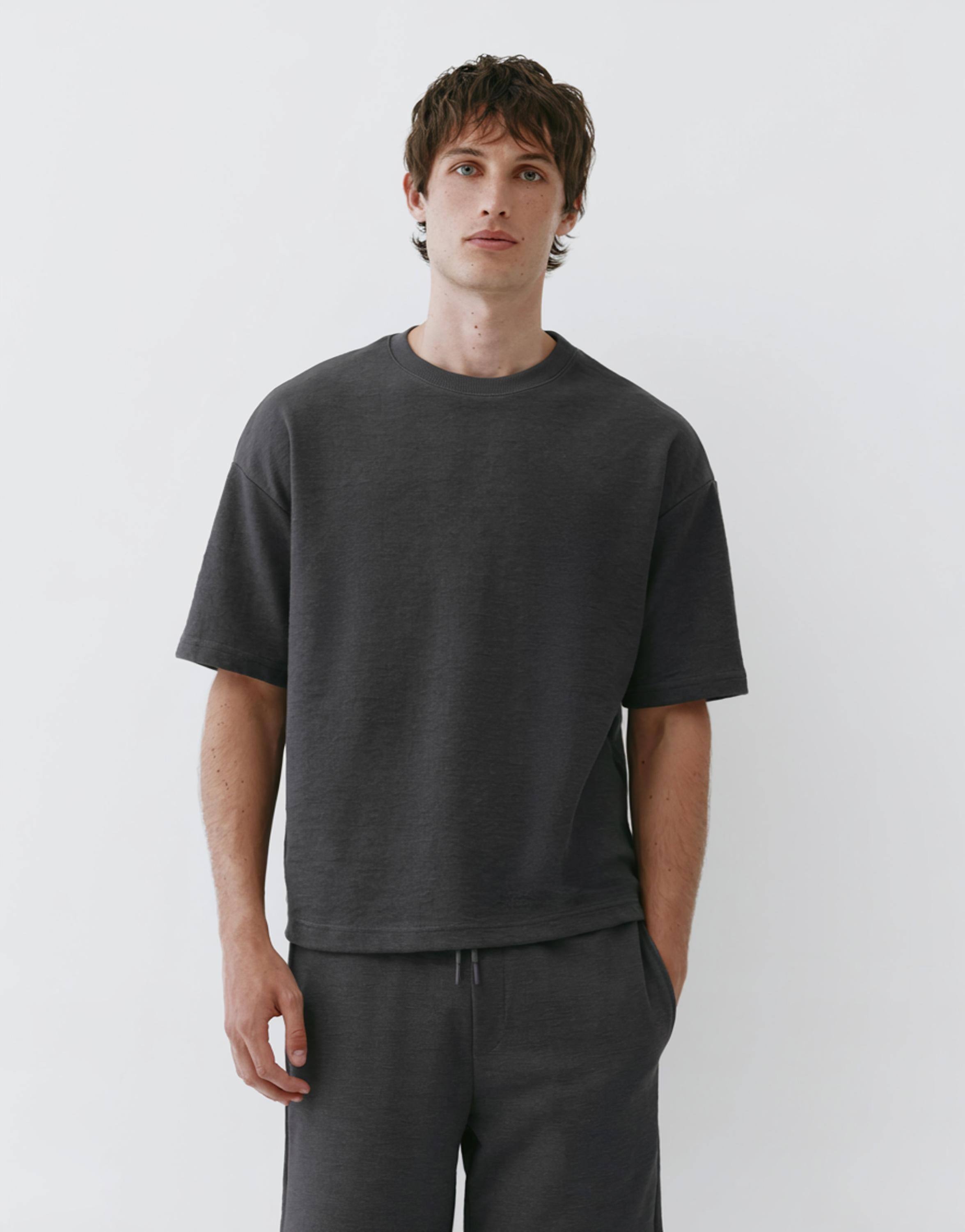 Textured relaxed fit T-shirt — Anthracite grey