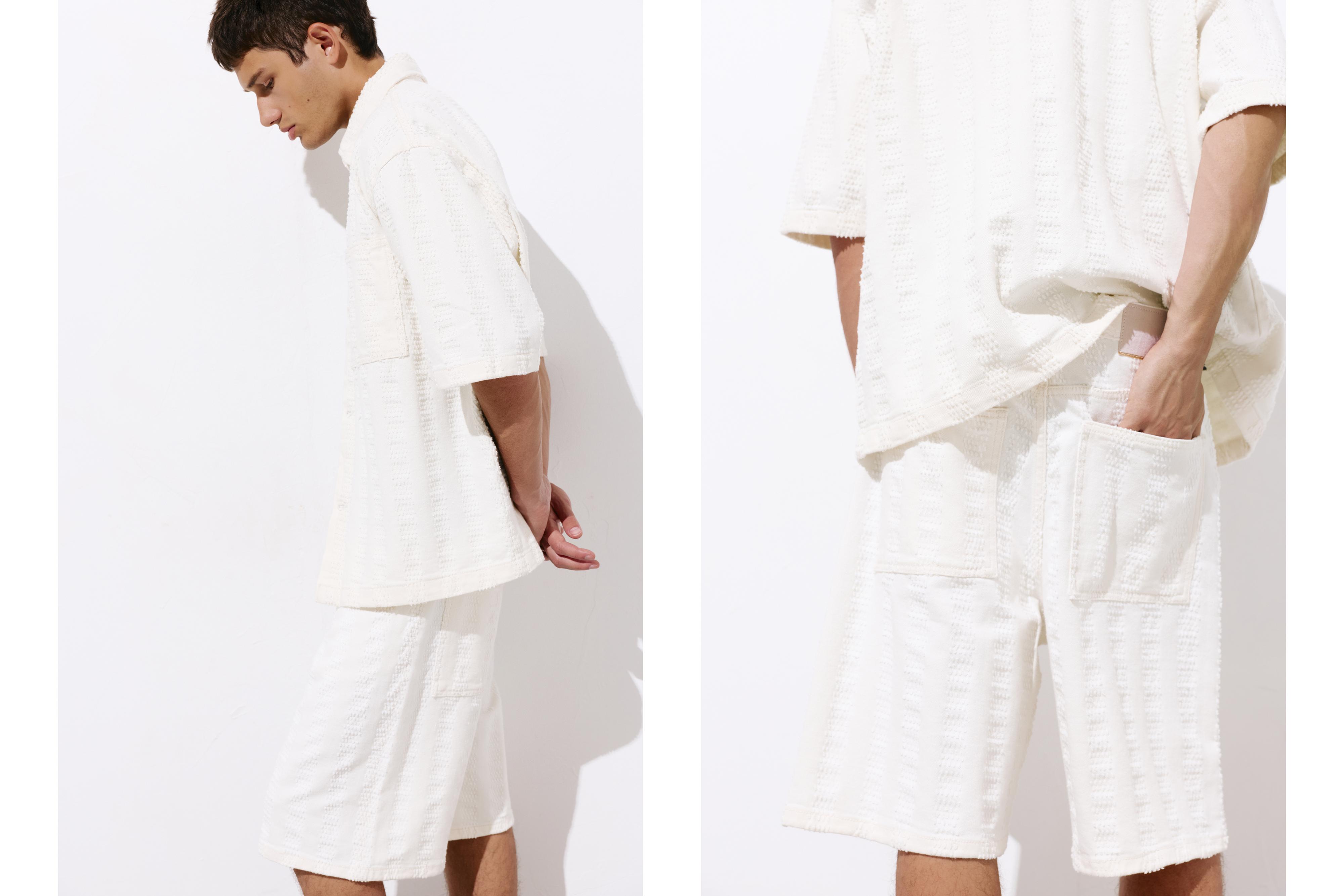 Jacquard denim Bermuda shorts — Ecru