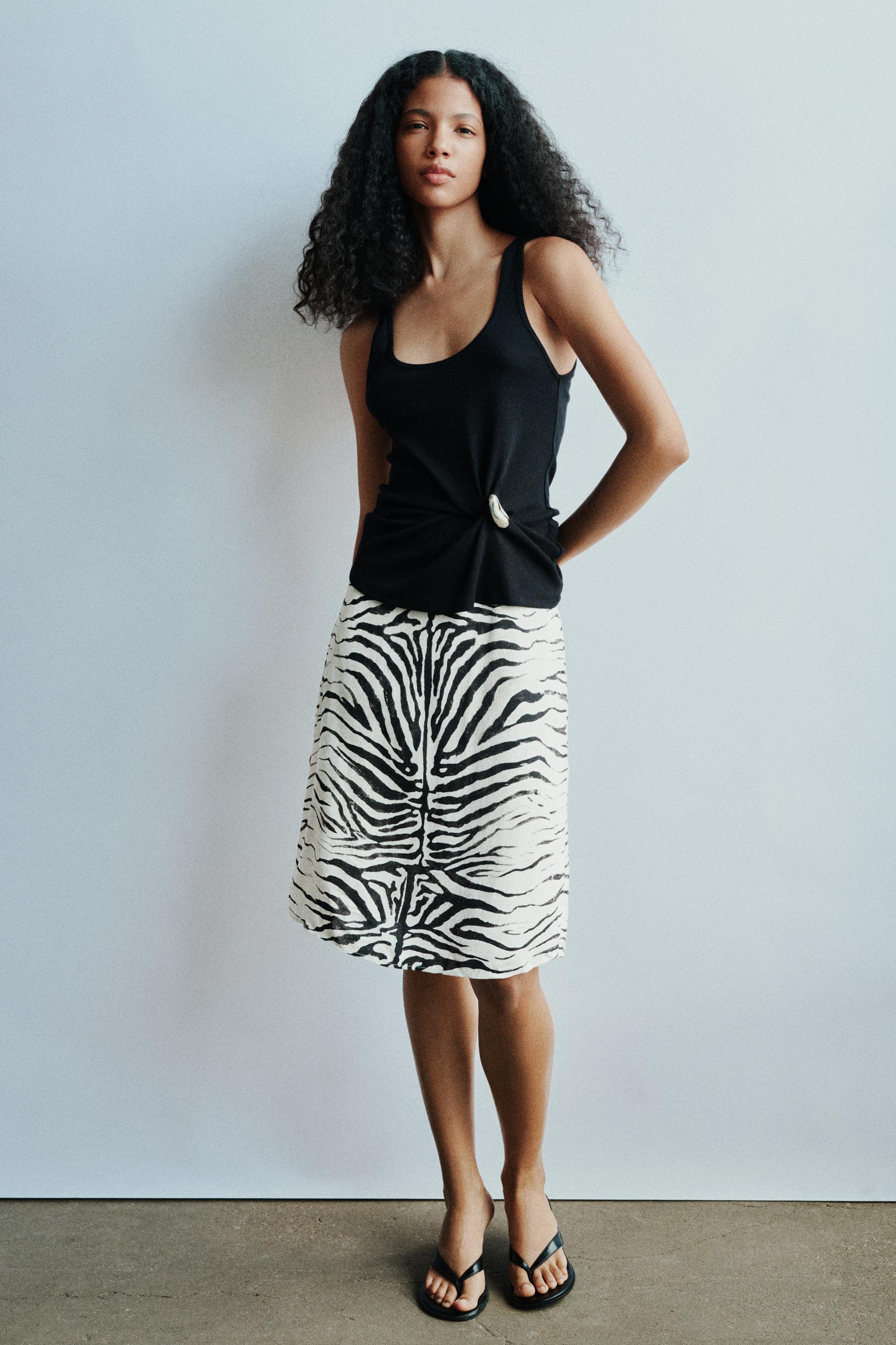 Zebra print midi skirt — Ice