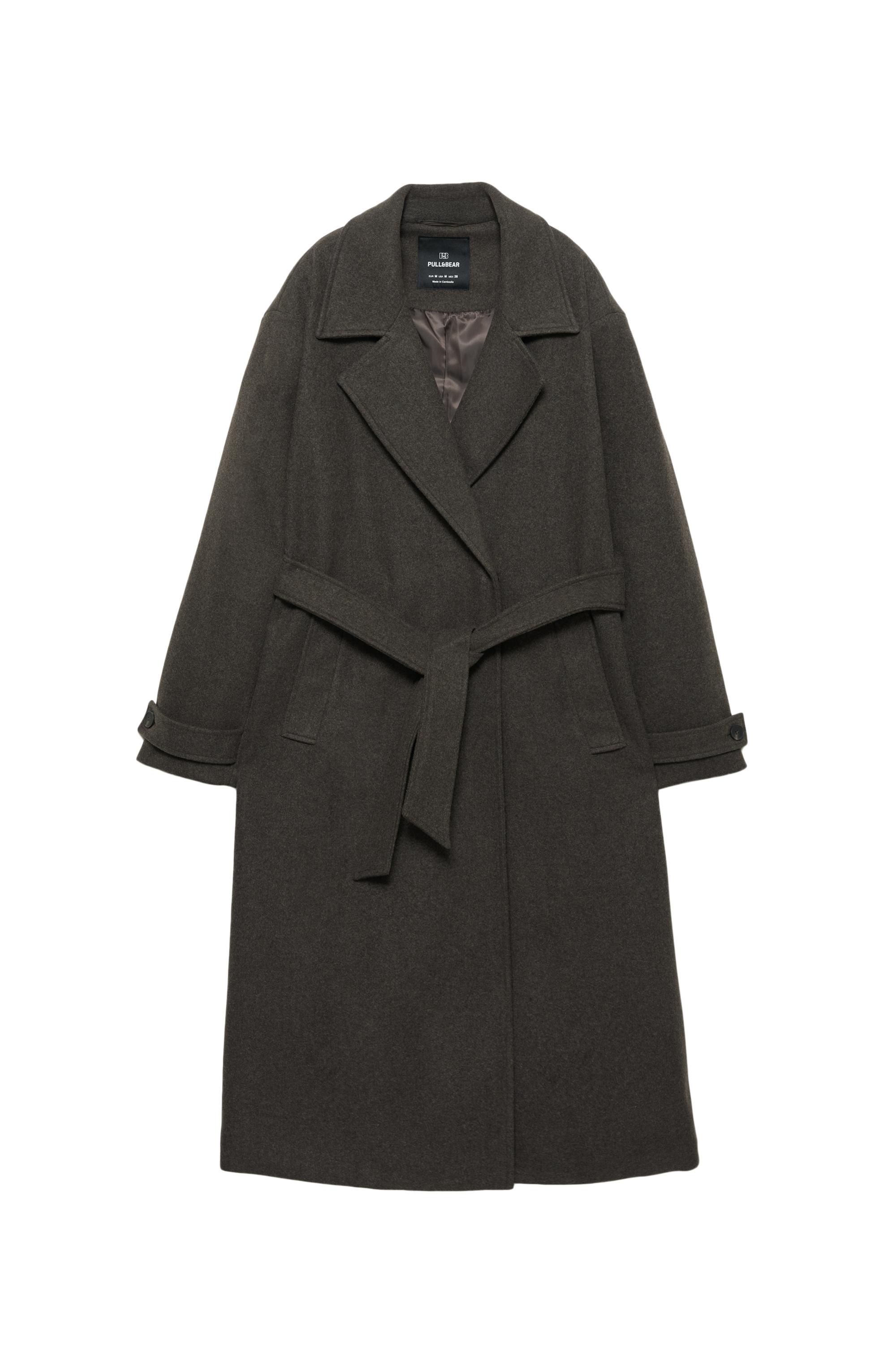 Long felt texture coat with belt