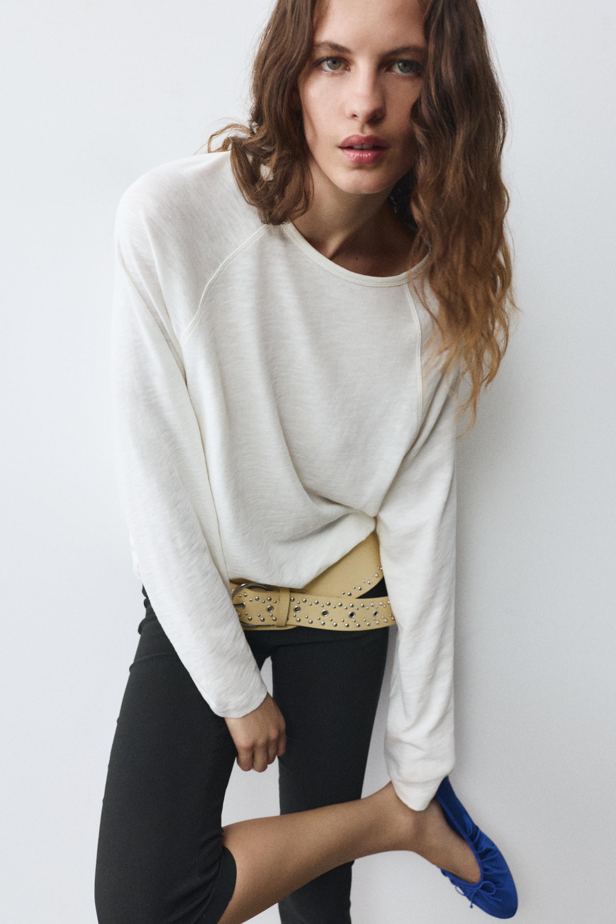Long sleeve raglan T-shirt — Off white