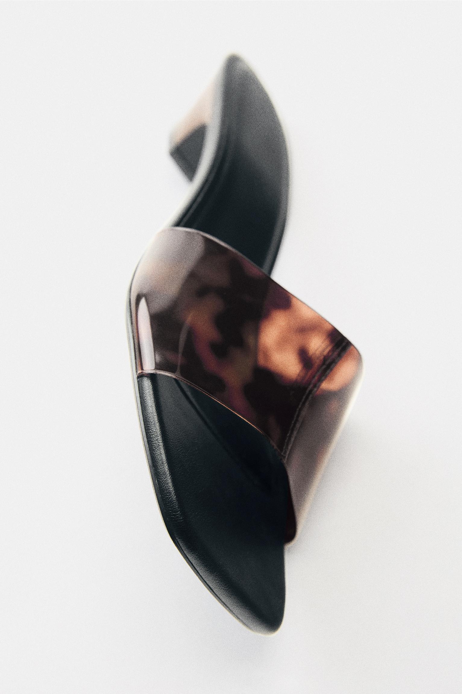 Vinyl mule heeled sandals — Multi-colored