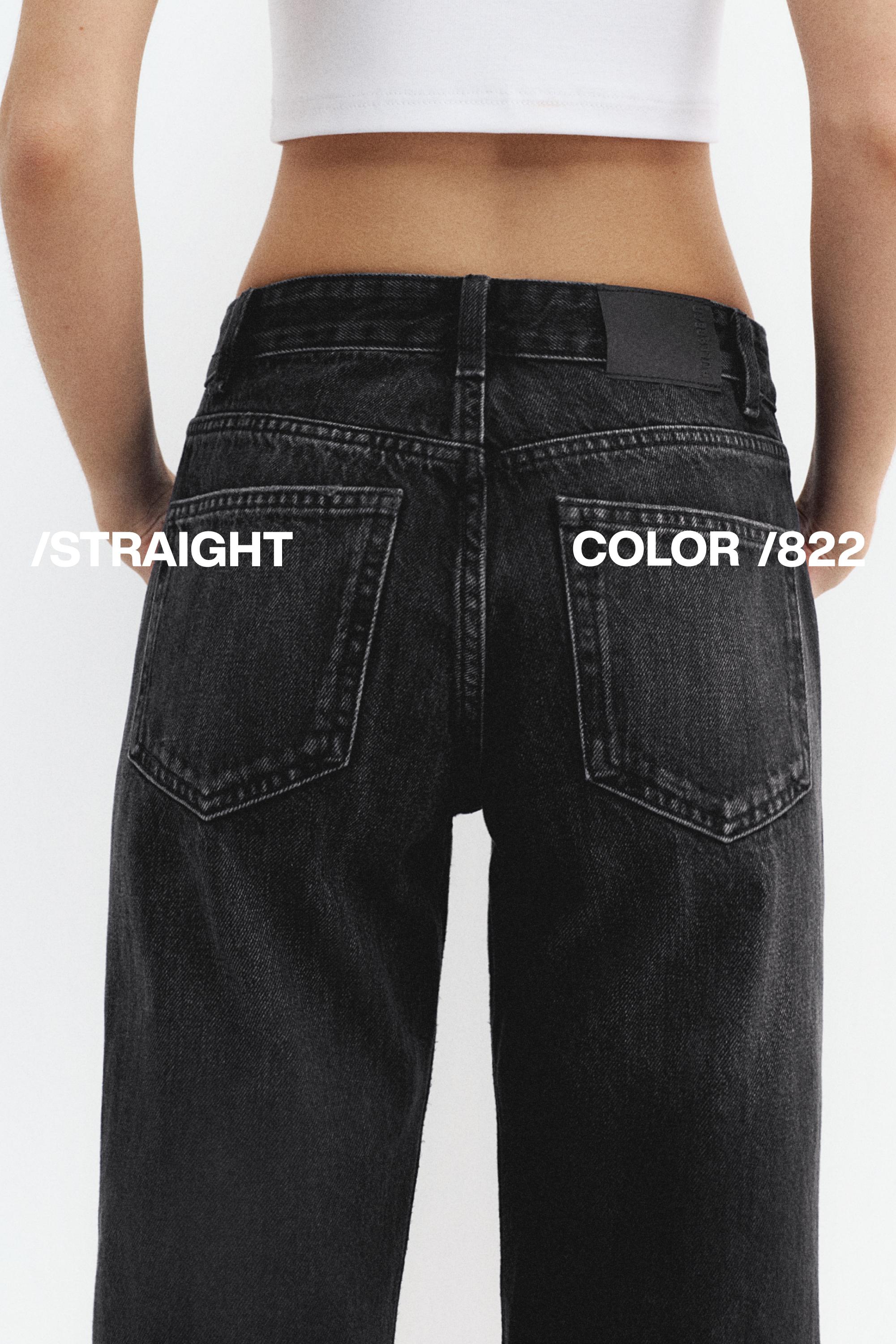 Mid-waist straight-leg jeans — Charcoal
