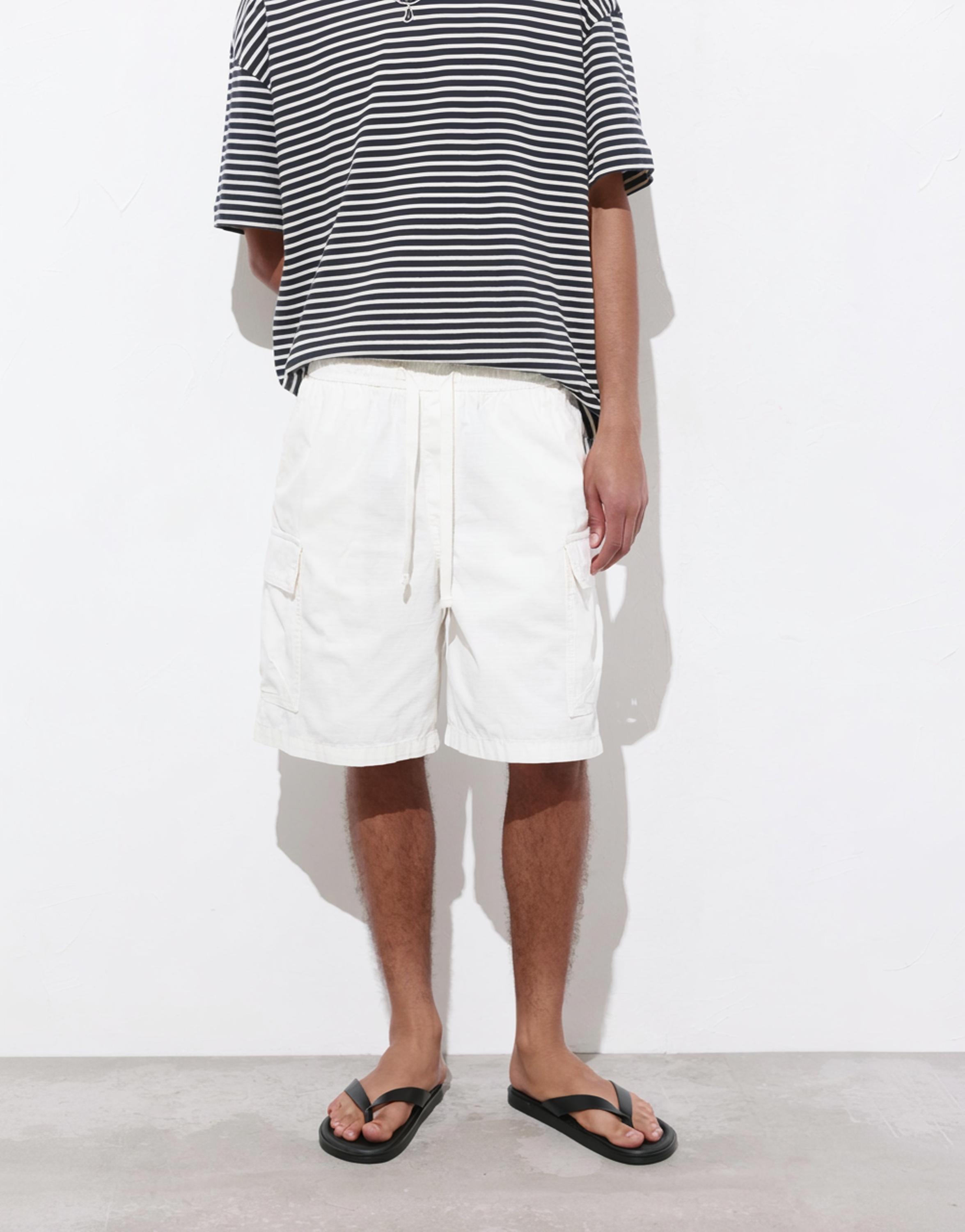 Ripstop cargo Bermuda shorts — Off white