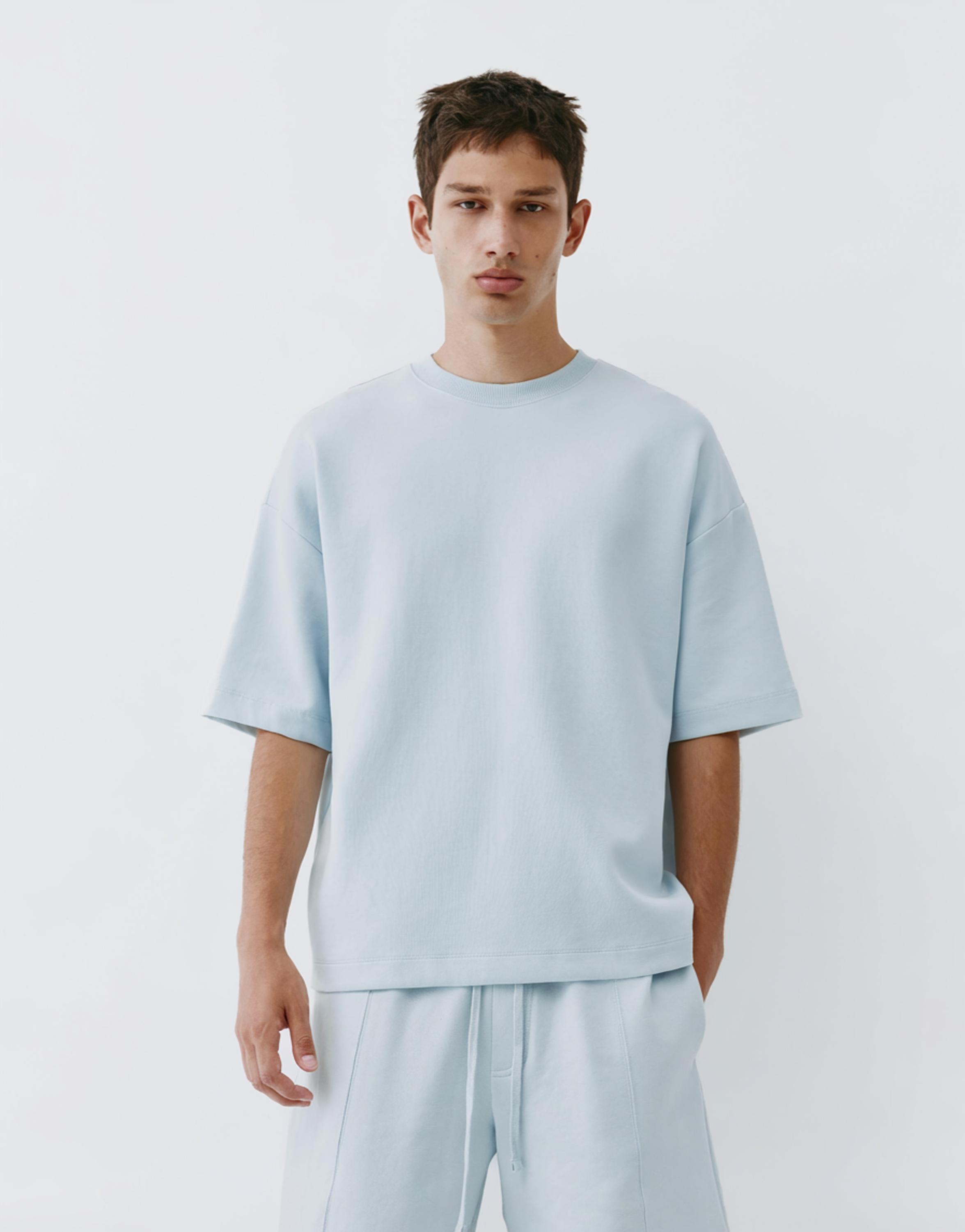 Interlock short sleeve sweatshirt — Sky blue