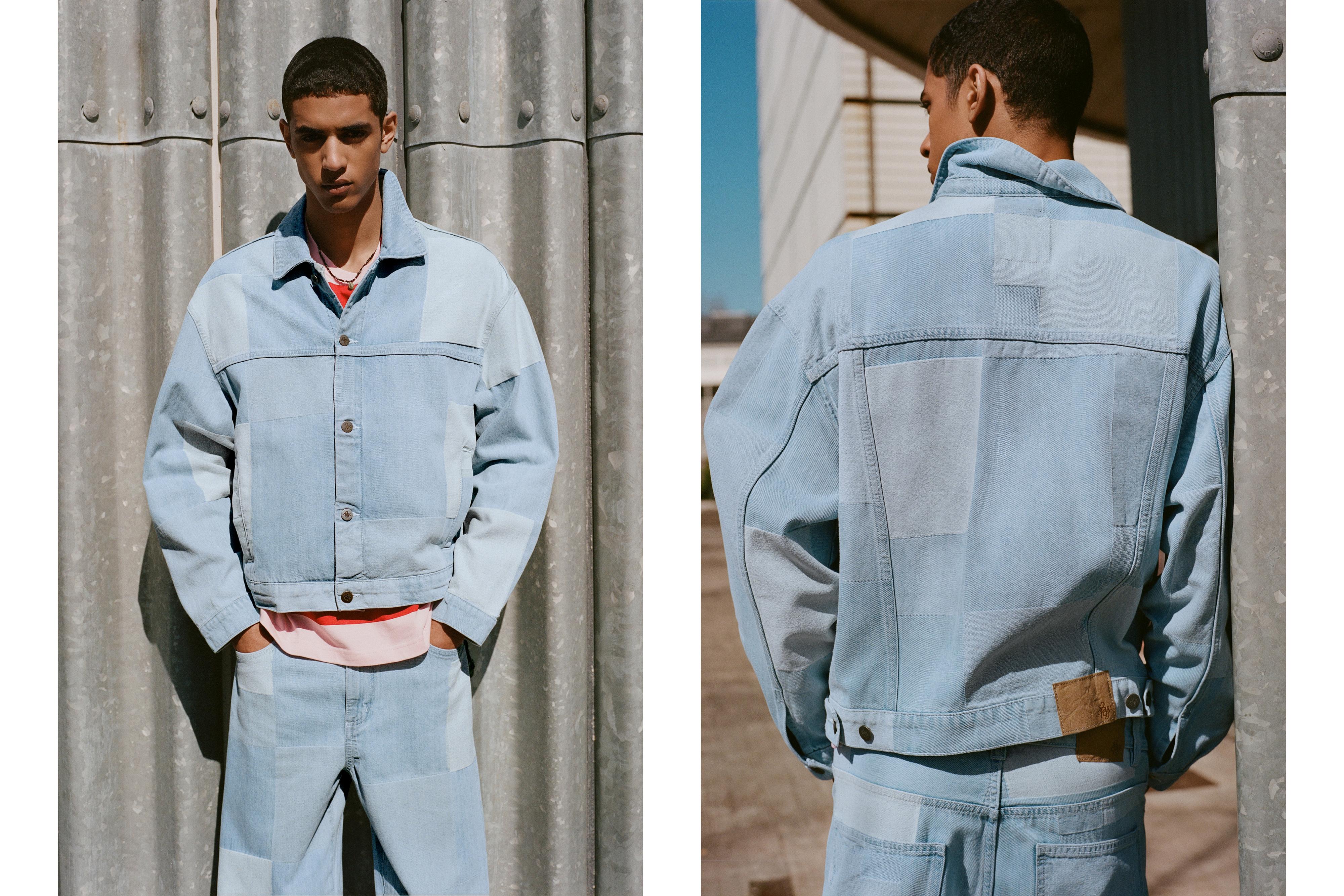 Patchwork kareli denim ceket - Görsel 23