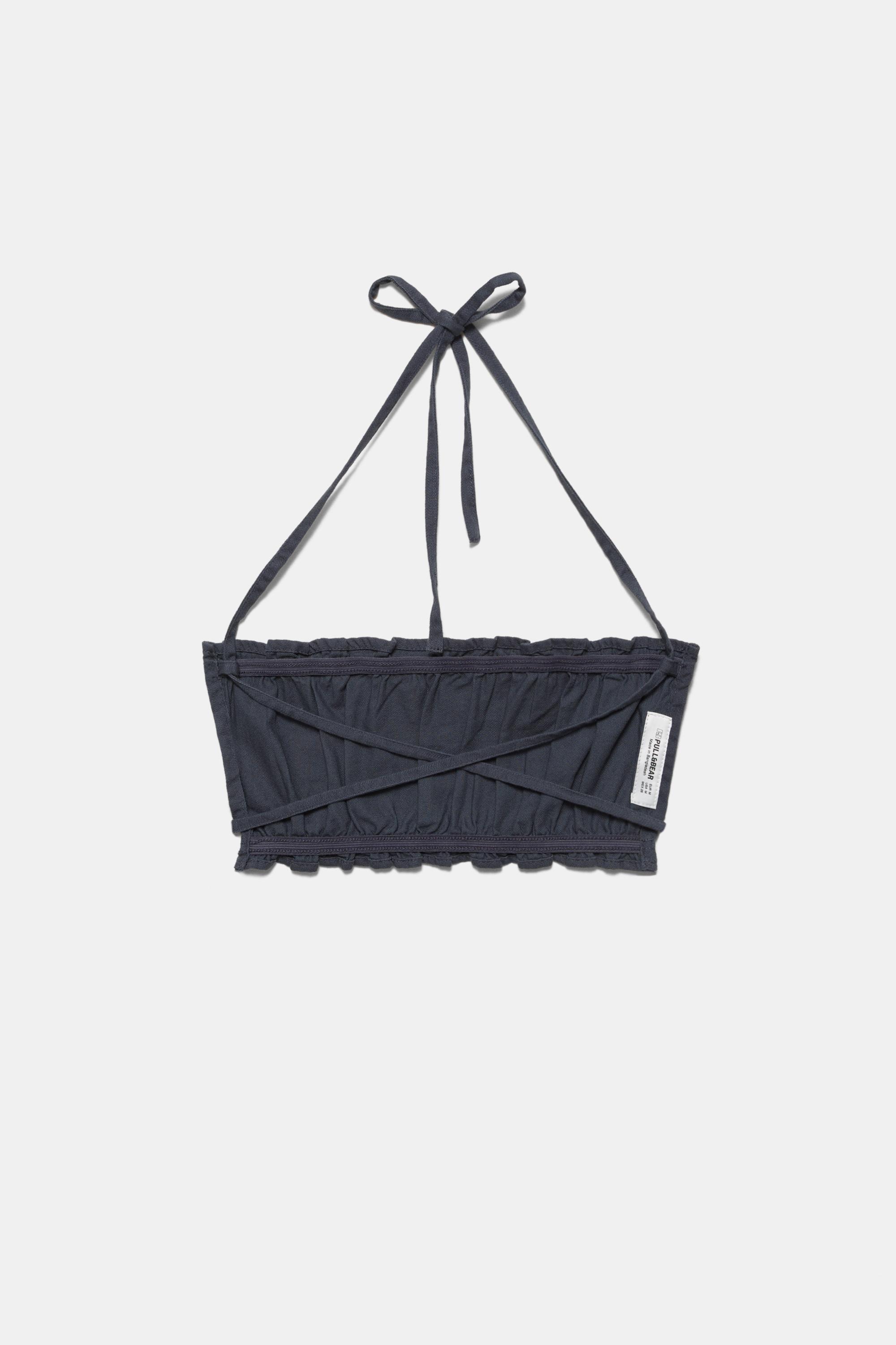 Gathered strappy top — Grey blue
