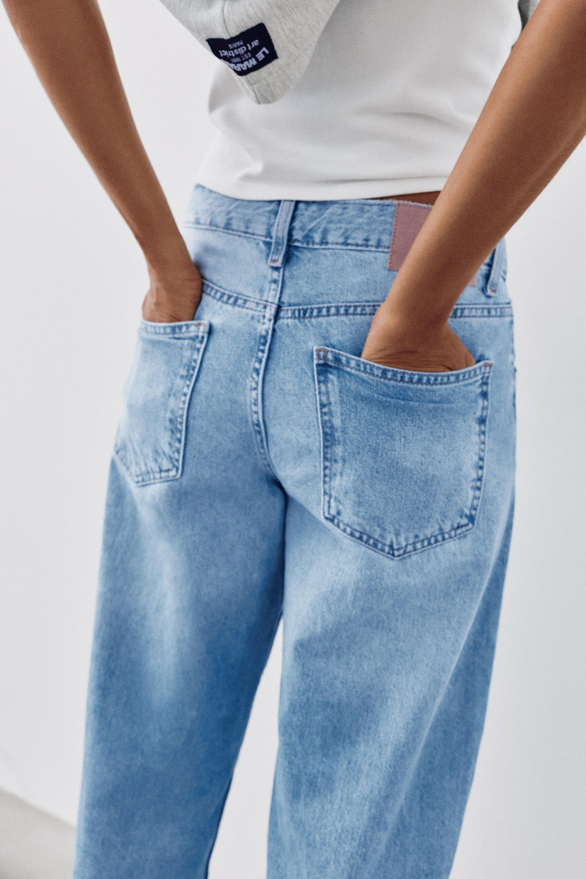 Low-rise barrel jeans — Medium blue