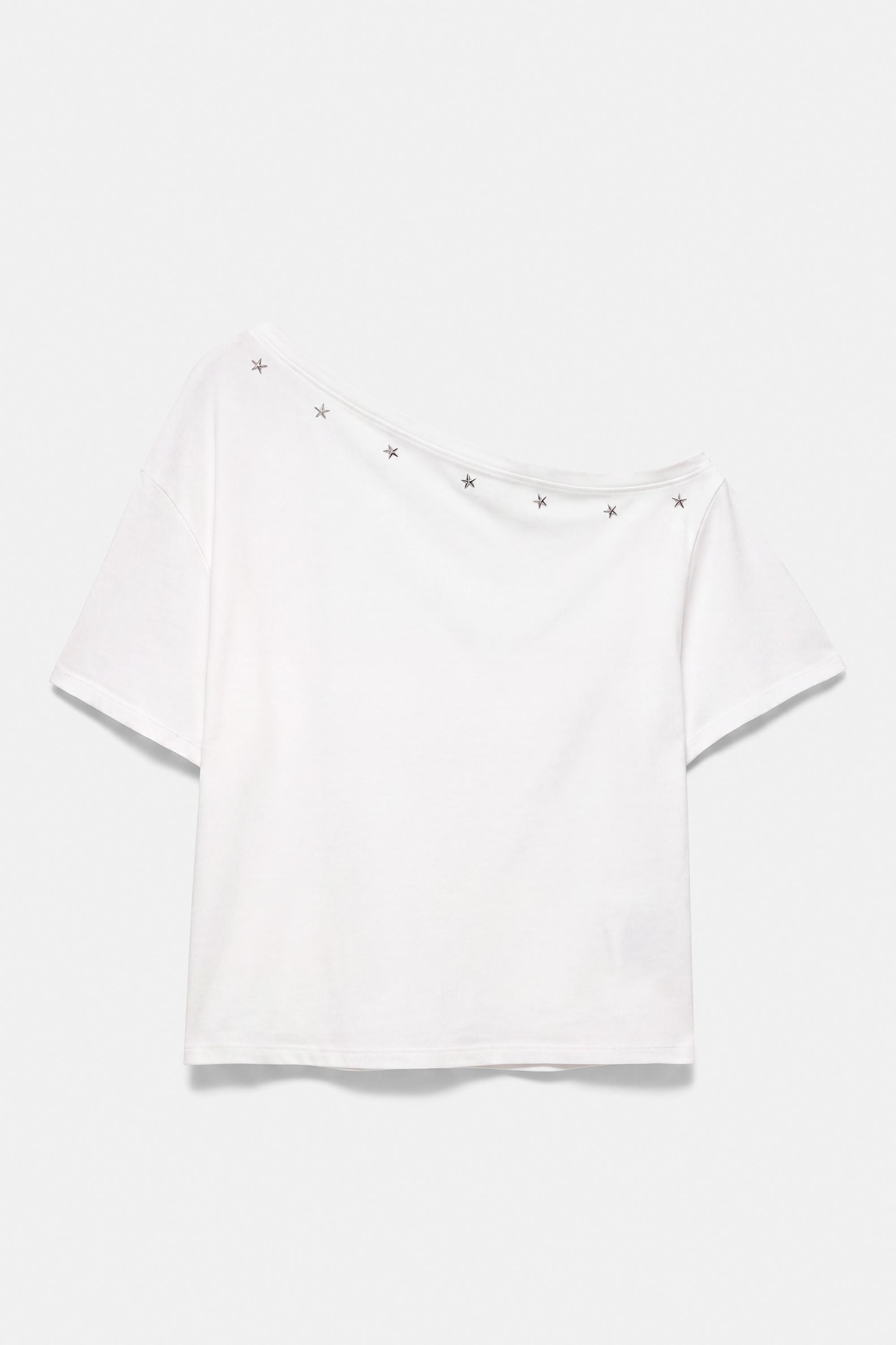 Asymmetric star T-shirt — White
