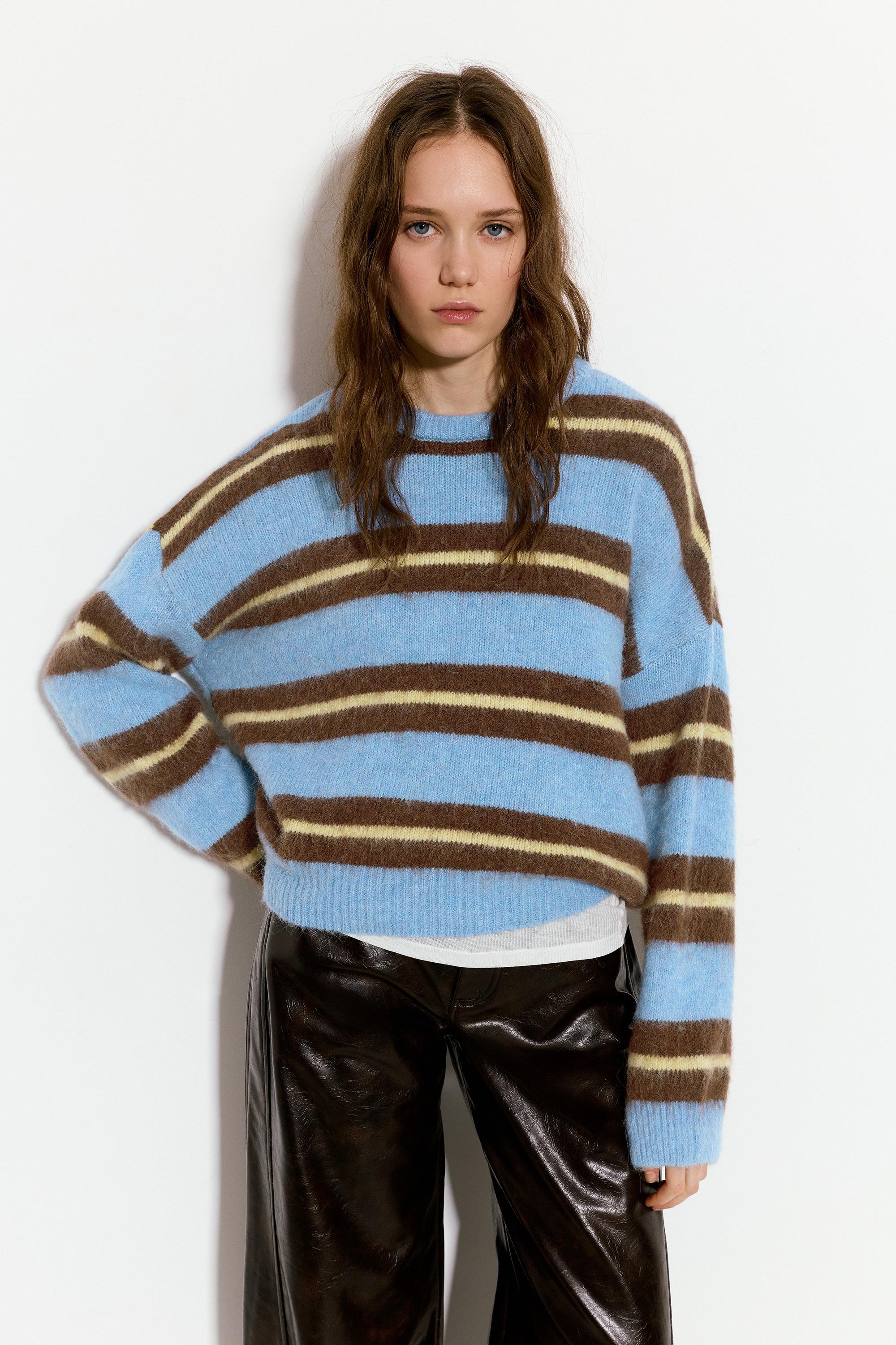 Pull Bleu À Rayures - Pull&Bear - Modalova