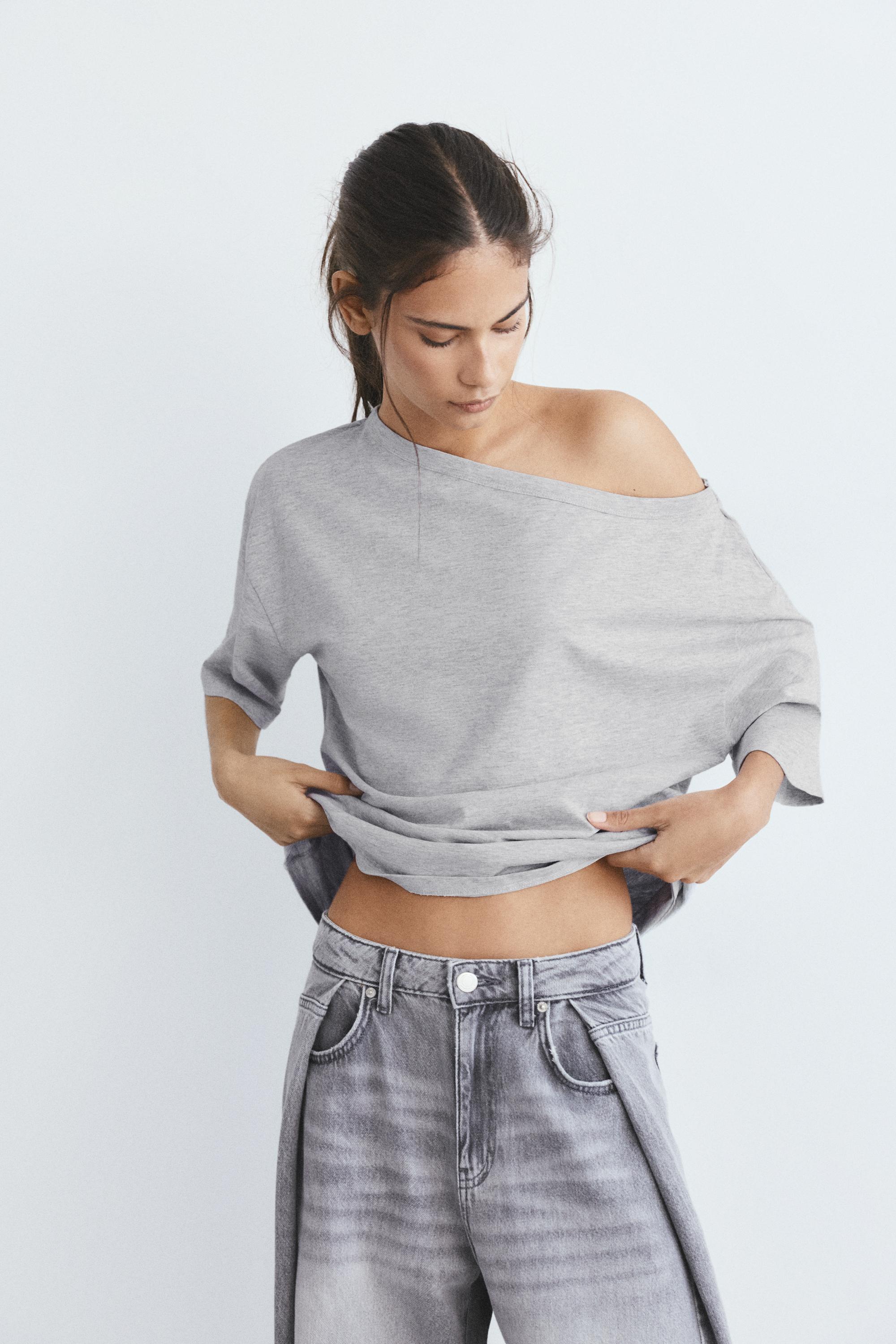 Asimetrik kısa kollu t-shirt - Görsel 8