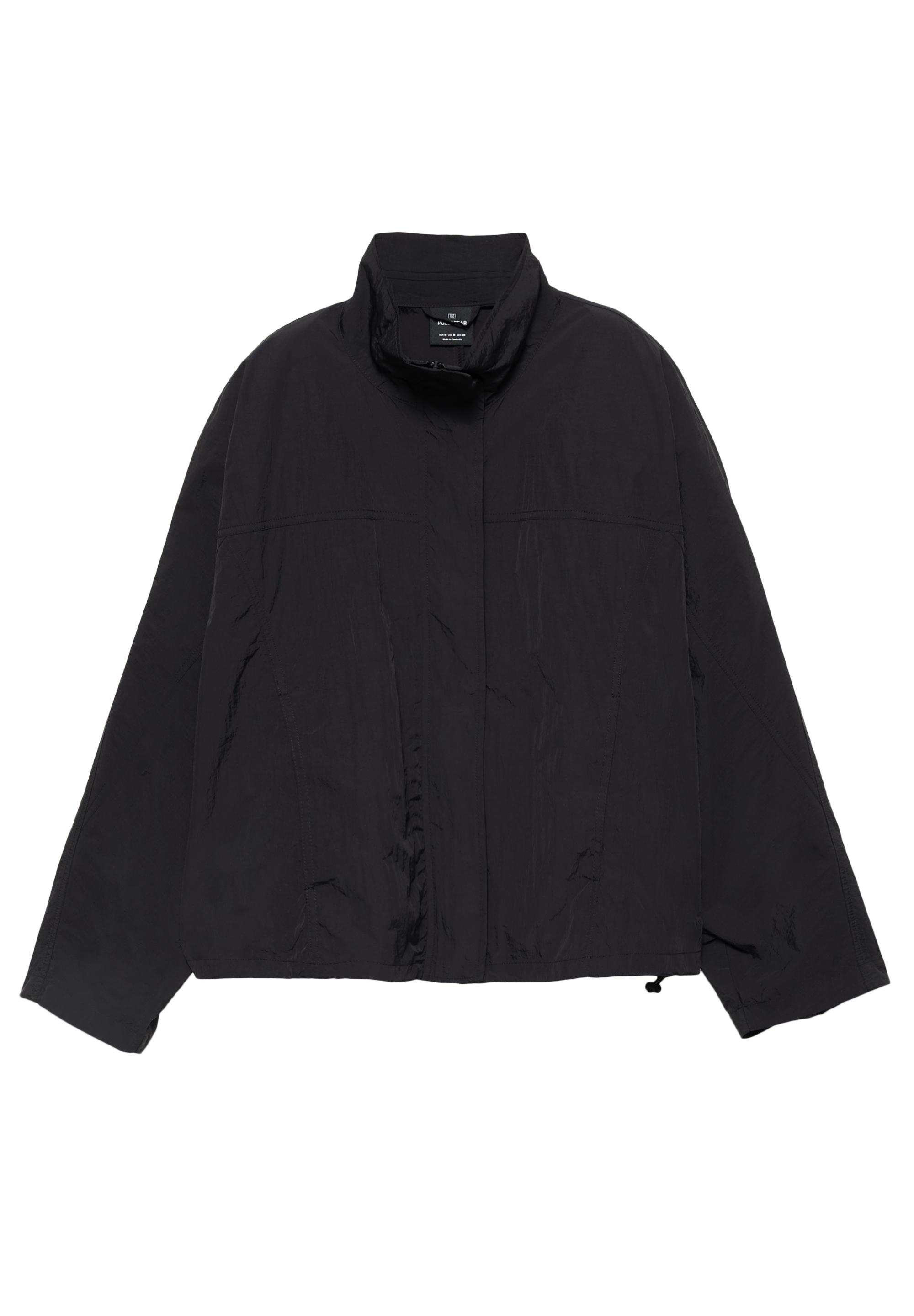Short nylon-effect jacket — Black