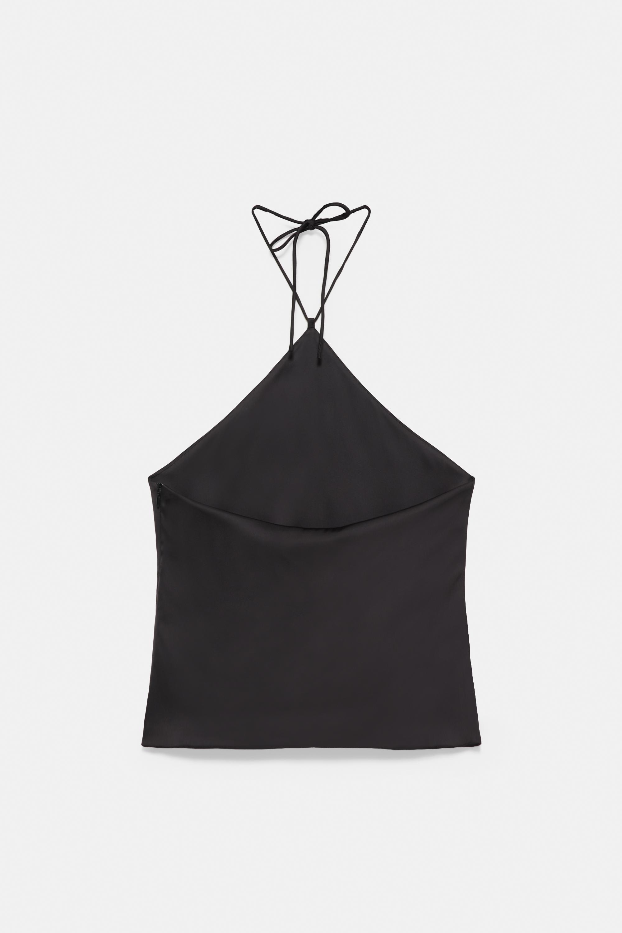 Satin halter top — Black