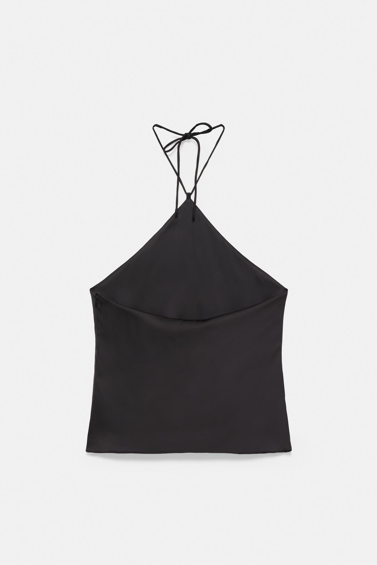 Satin halter top — Black