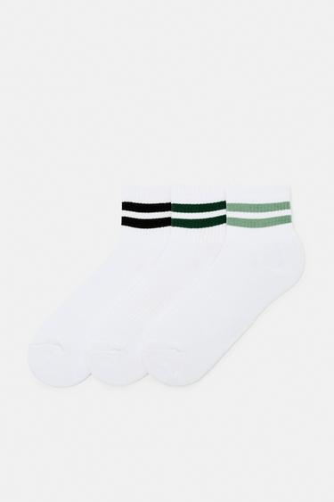 Pack of 3 pairs of striped socks — Bluish green 1