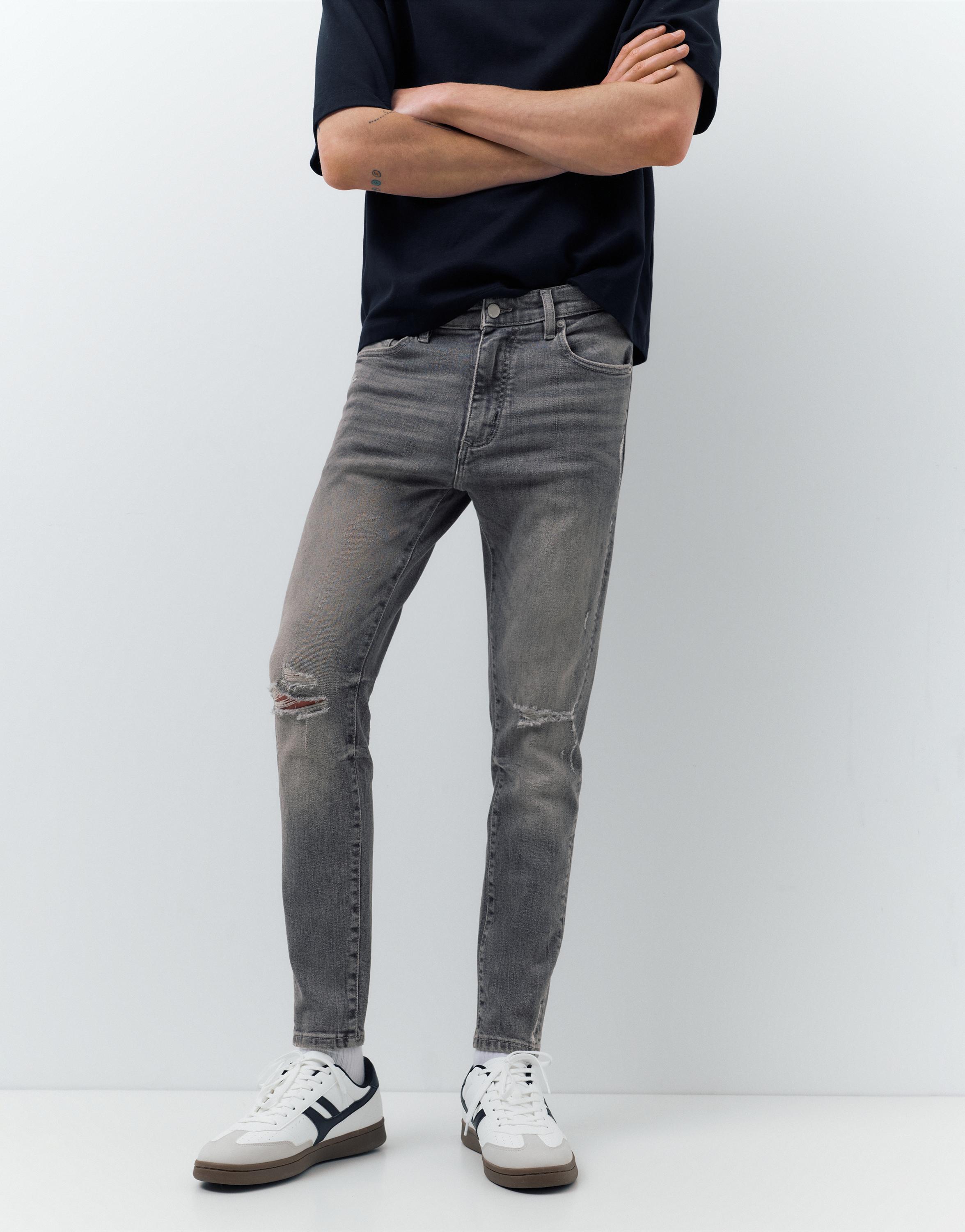 Ripped skinny jeans — Dark grey