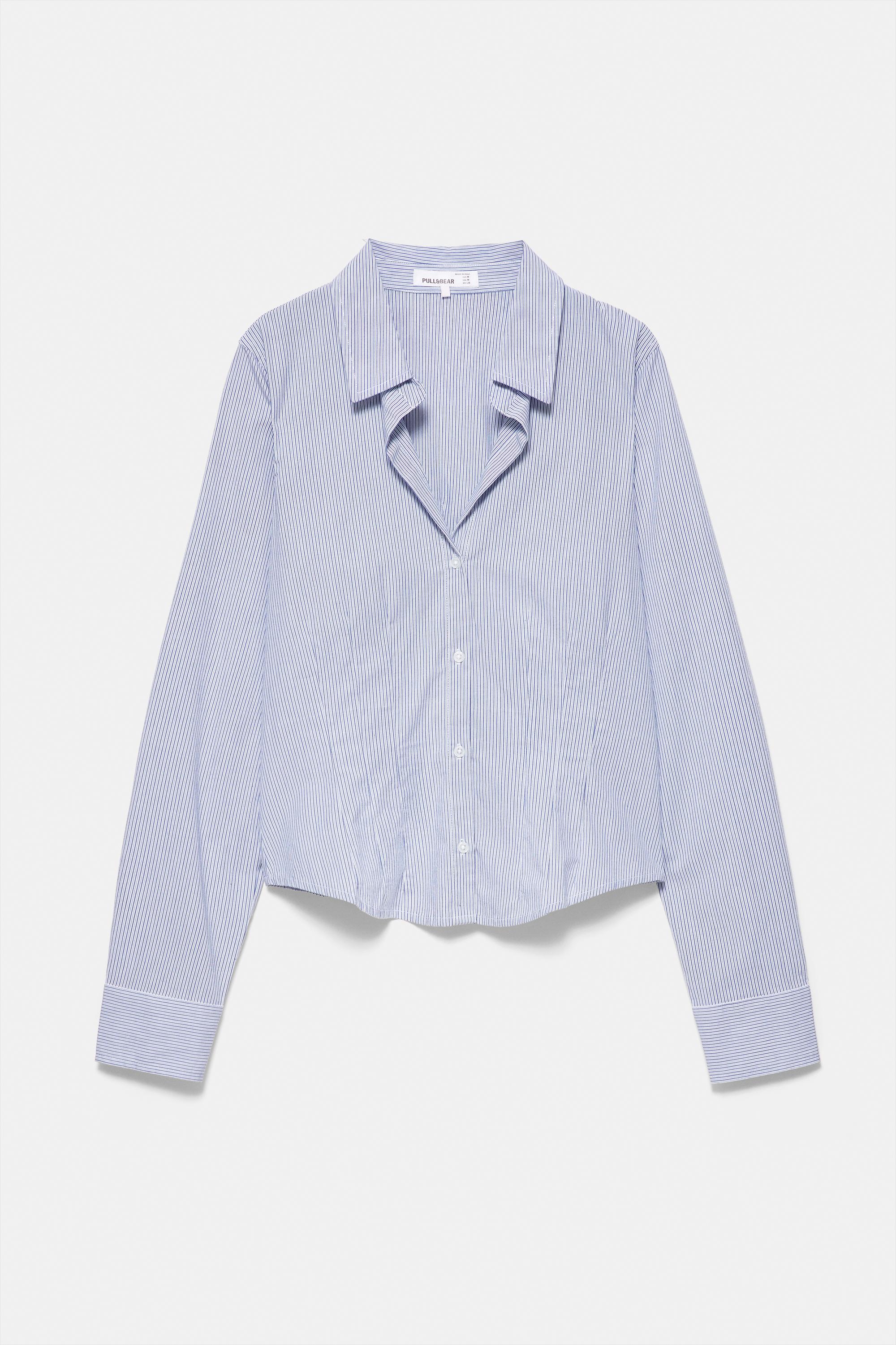Fitted wide-cuff shirt — Blue/White