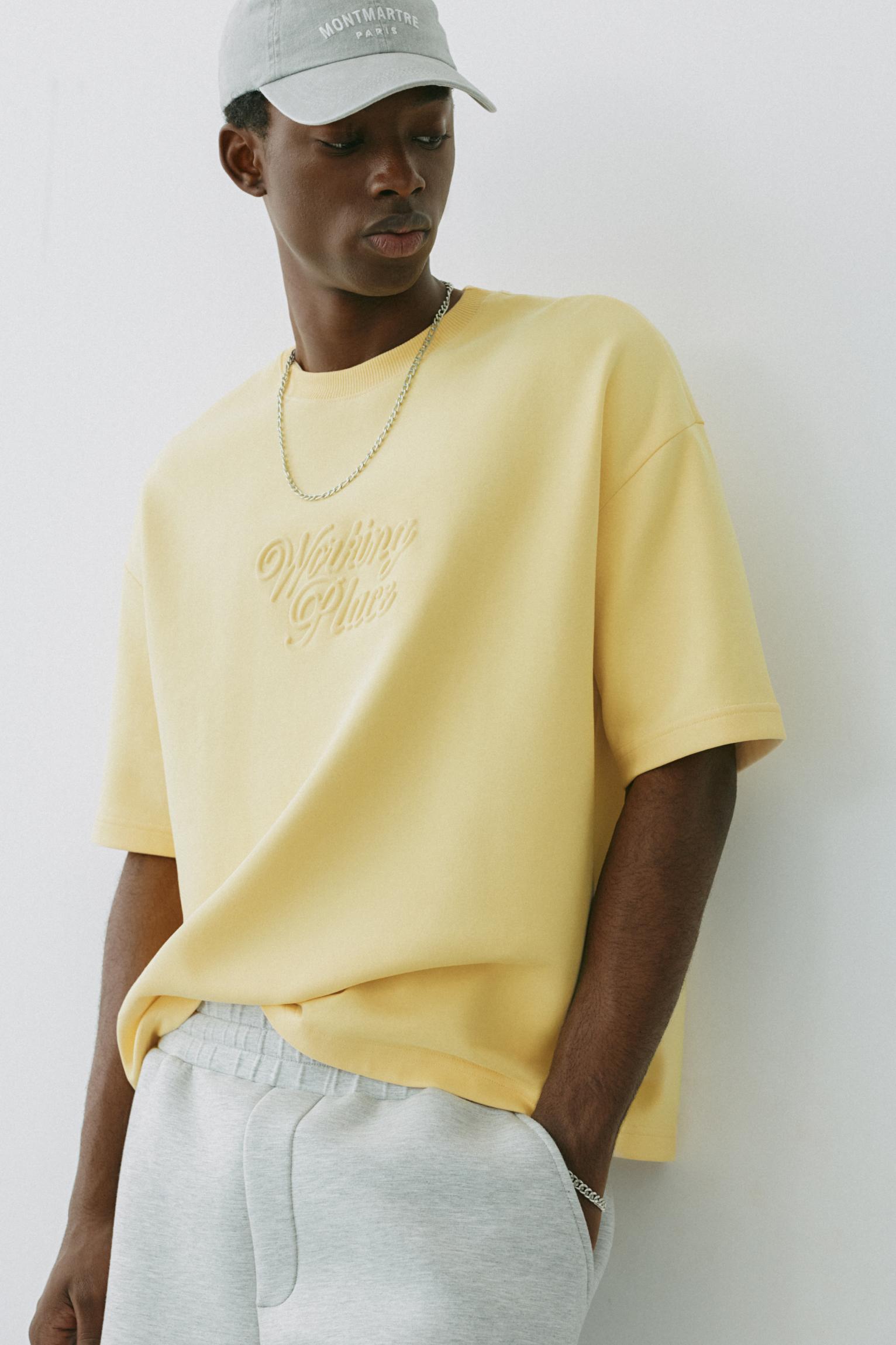 Short sleeve slogan sweatshirt — Yellow