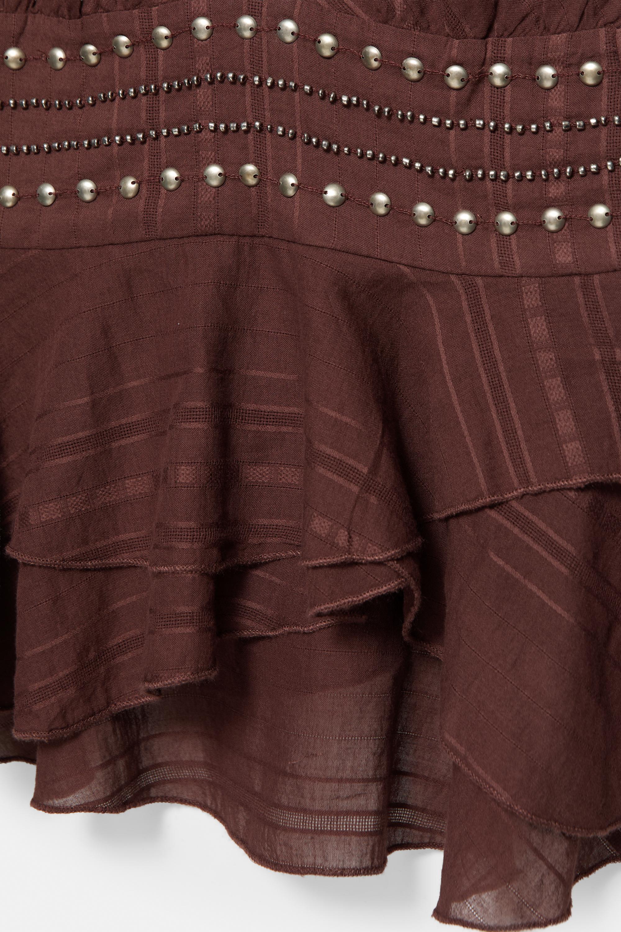 Halter top with ruffle studs — Brown