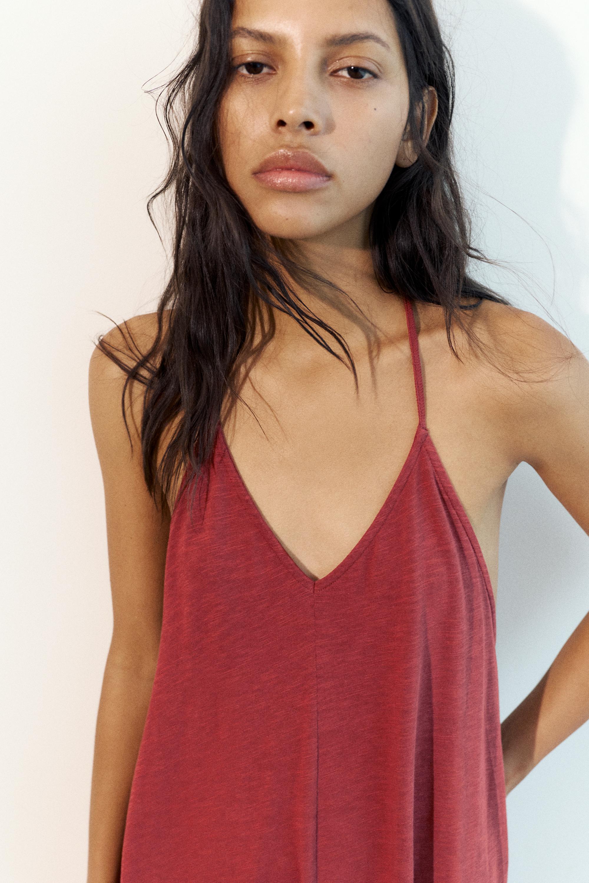 Strappy back midi dress — Russet