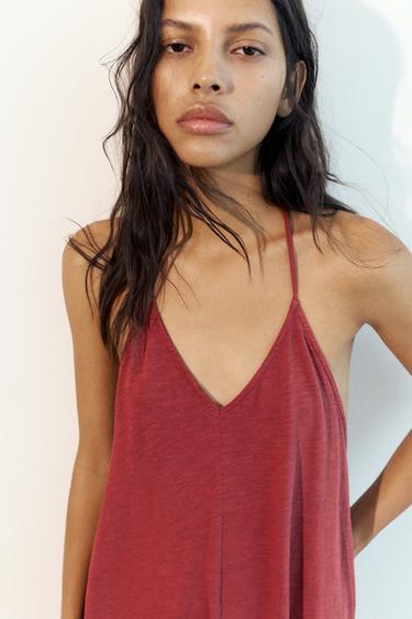 Strappy back midi dress — Russet 4