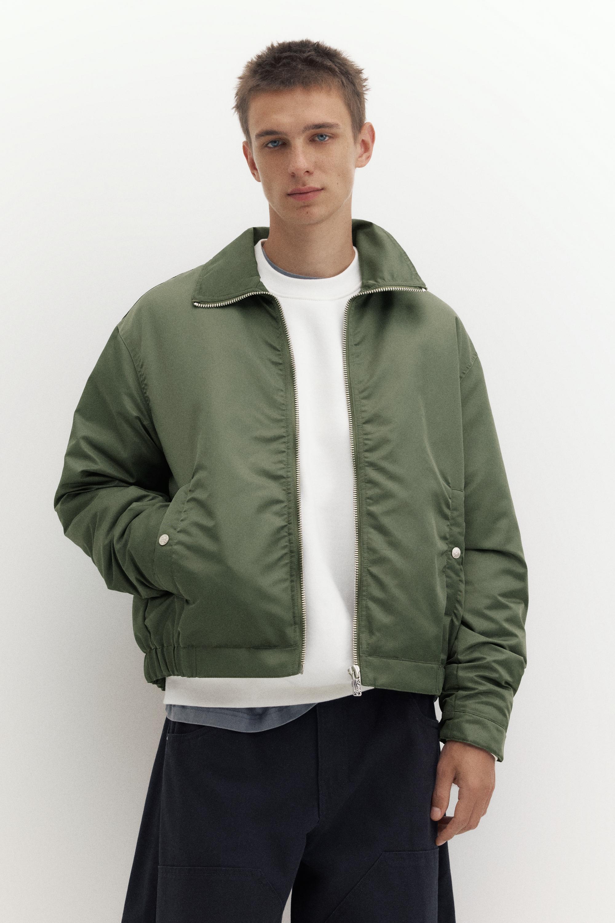 Shirt collar bomber jacket — Medium green