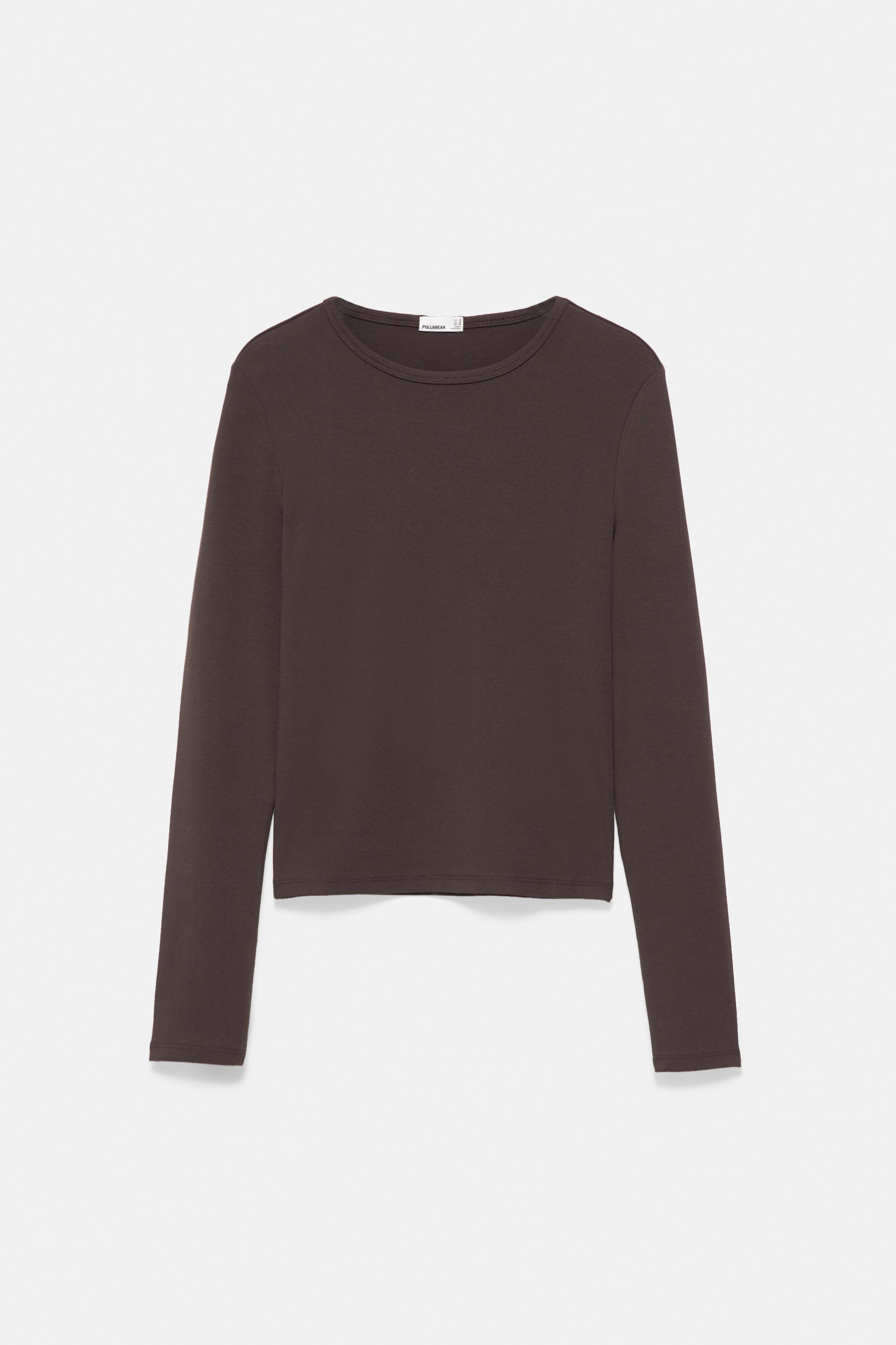Fitted long sleeve T-shirt — Brown
