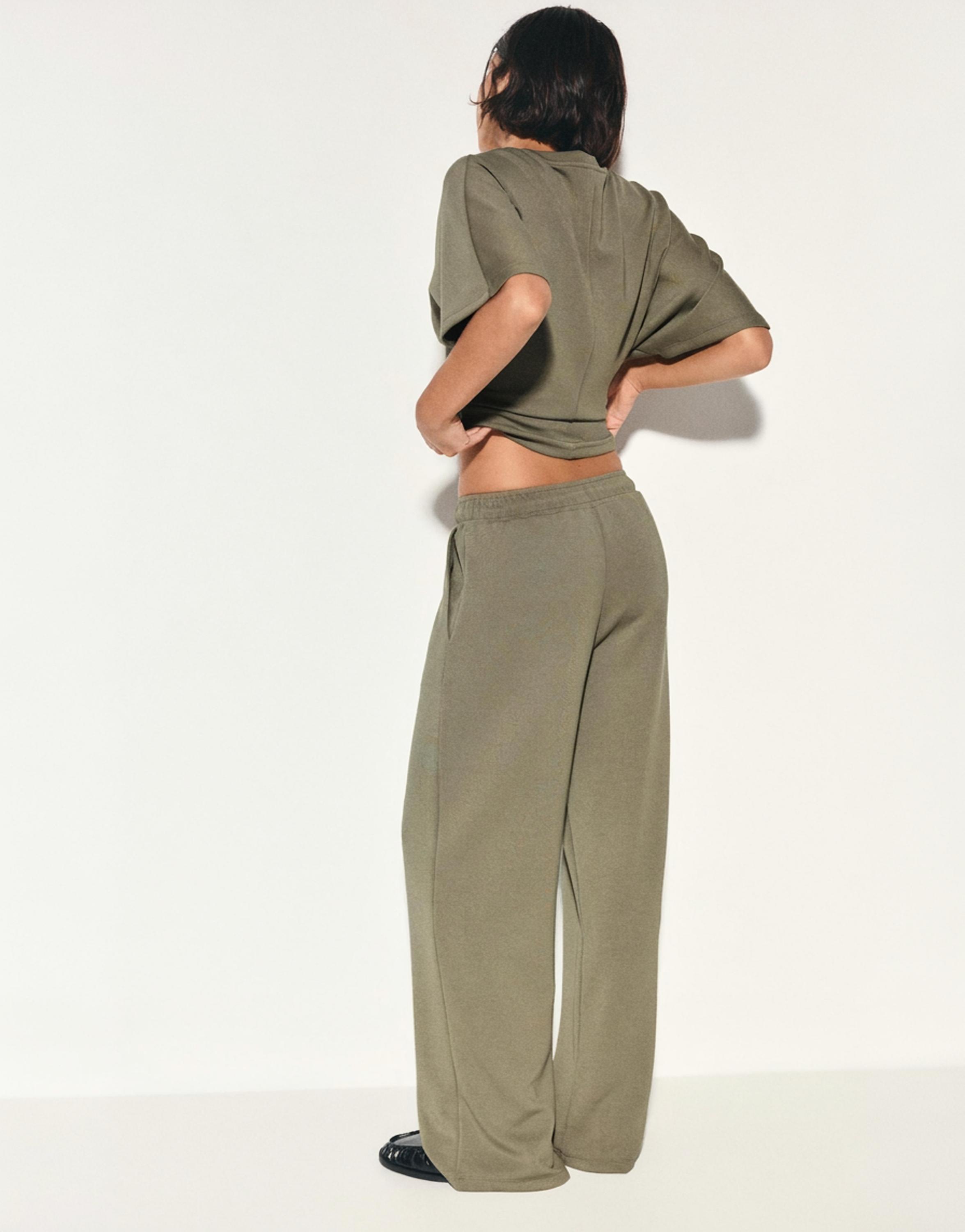 Modal wide-leg trousers — Khaki