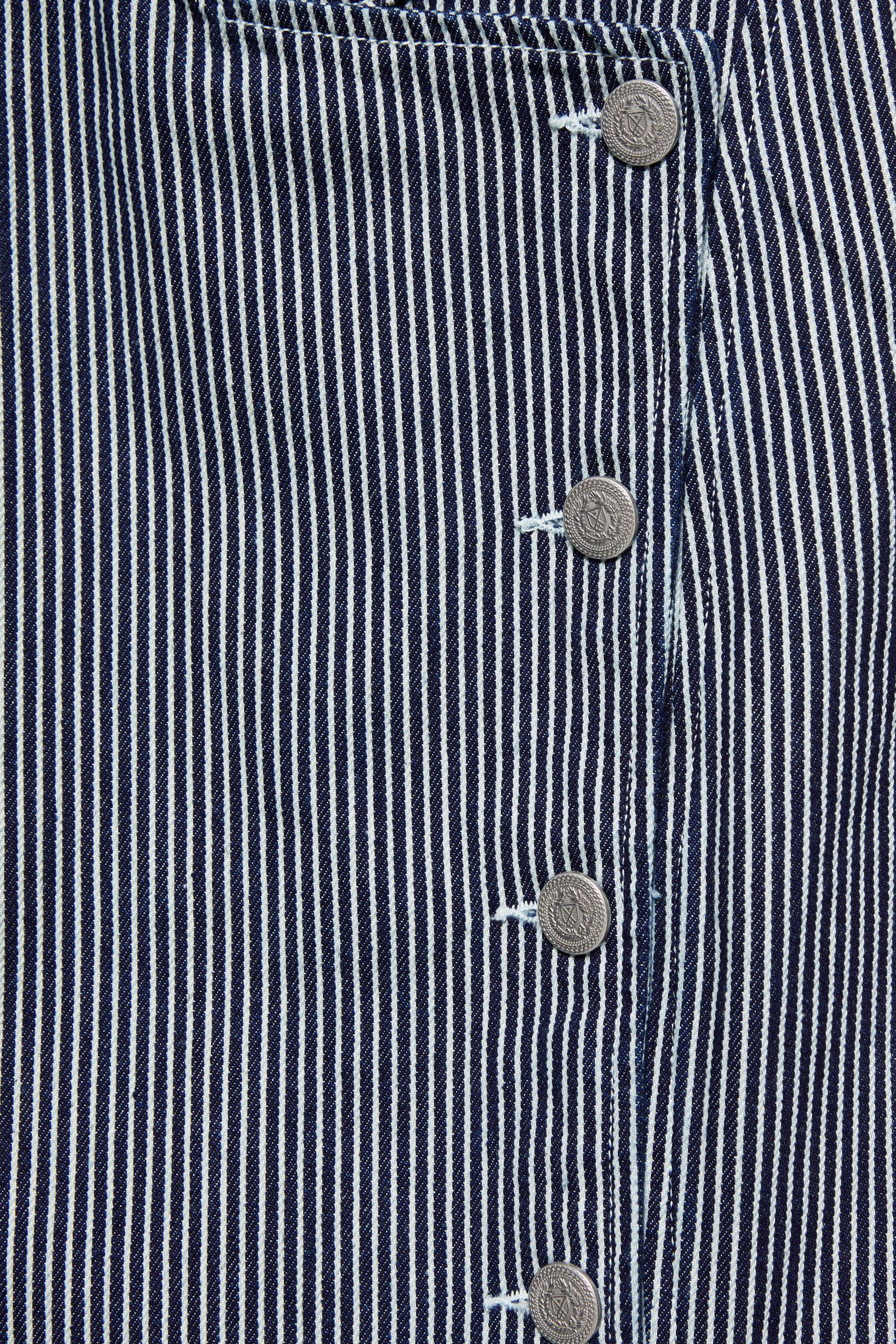 Striped buttoned denim jacket — Dark blue