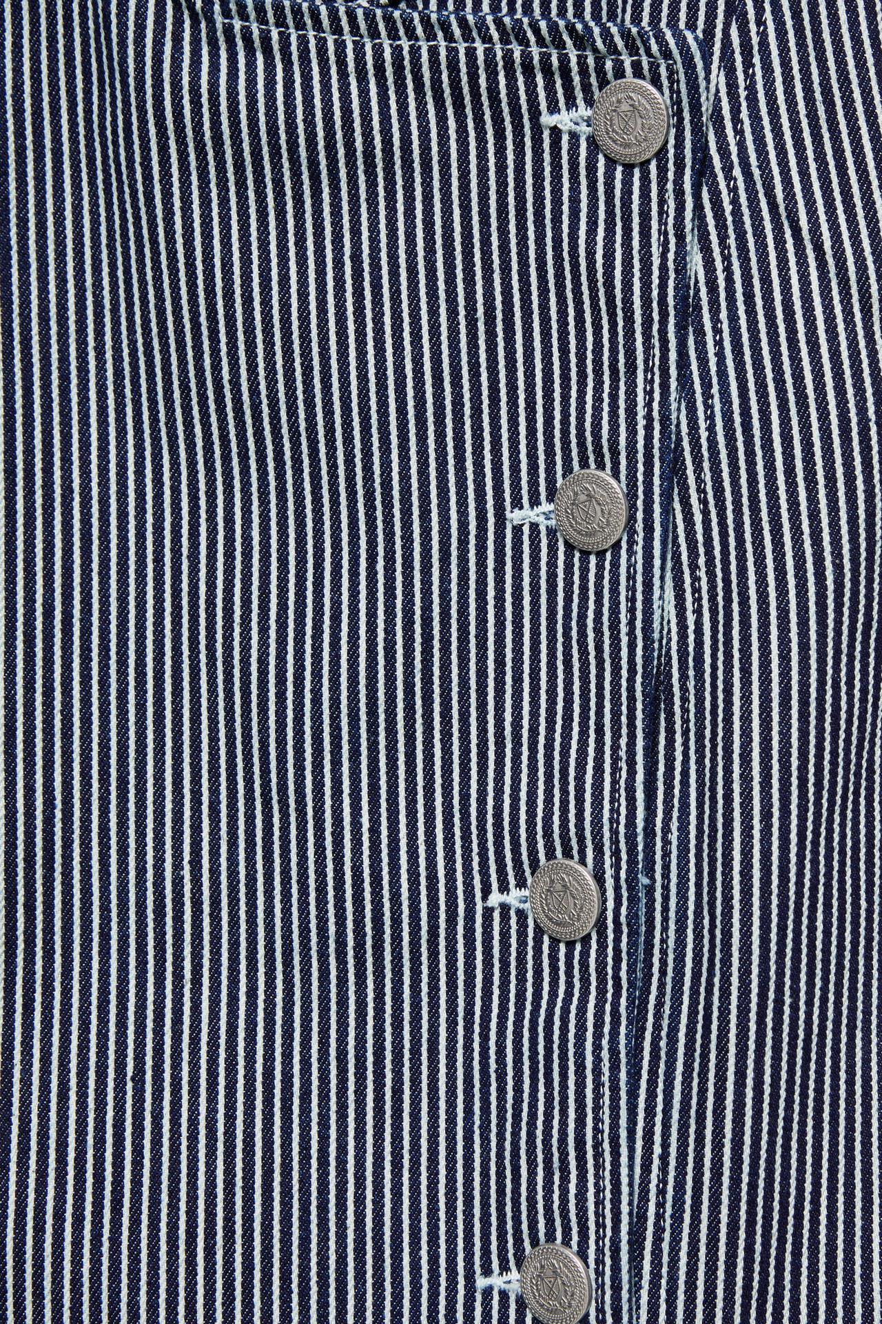 Striped buttoned denim jacket — Dark blue